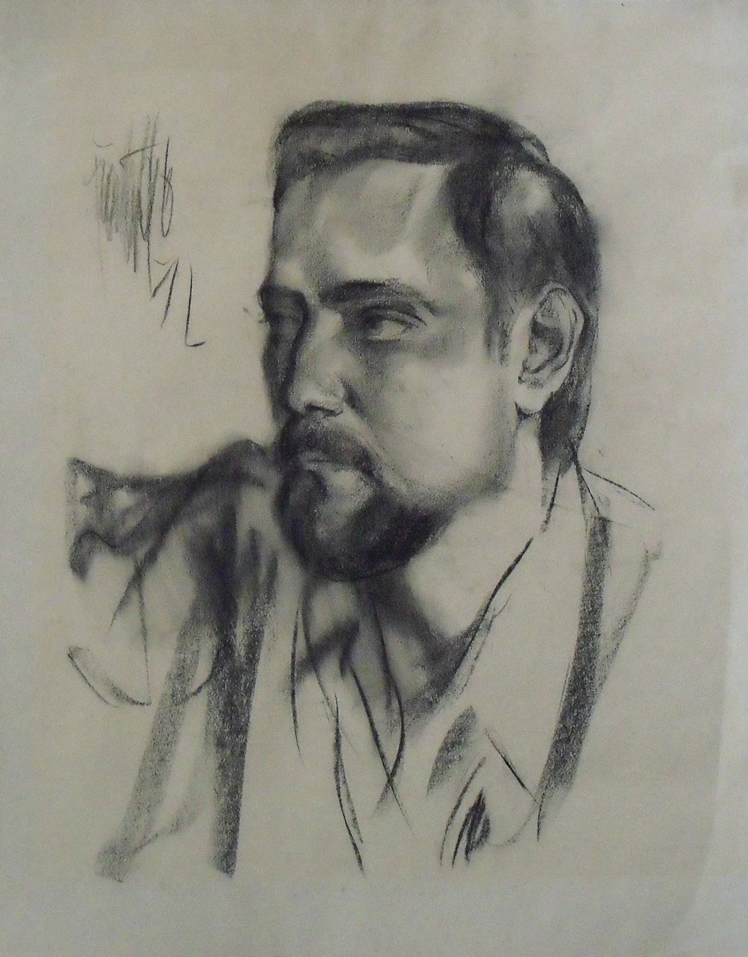 José Luis Fuentetaja. Charcoal on paper. Drawing "Male portrait".