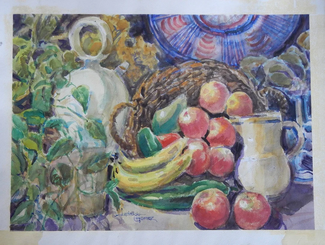 Carlos Enrique Lencinas Gómez. Watercolor on paper. “Still life with