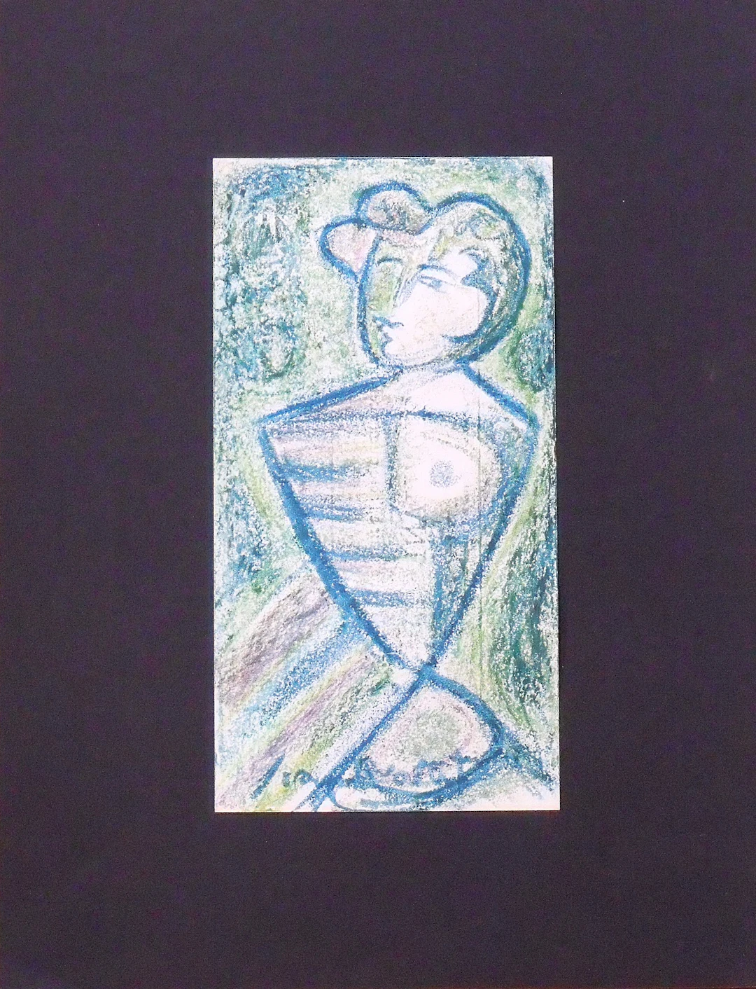 Joan Brotat. Crayon drawing. "Female figure". Hand signed.