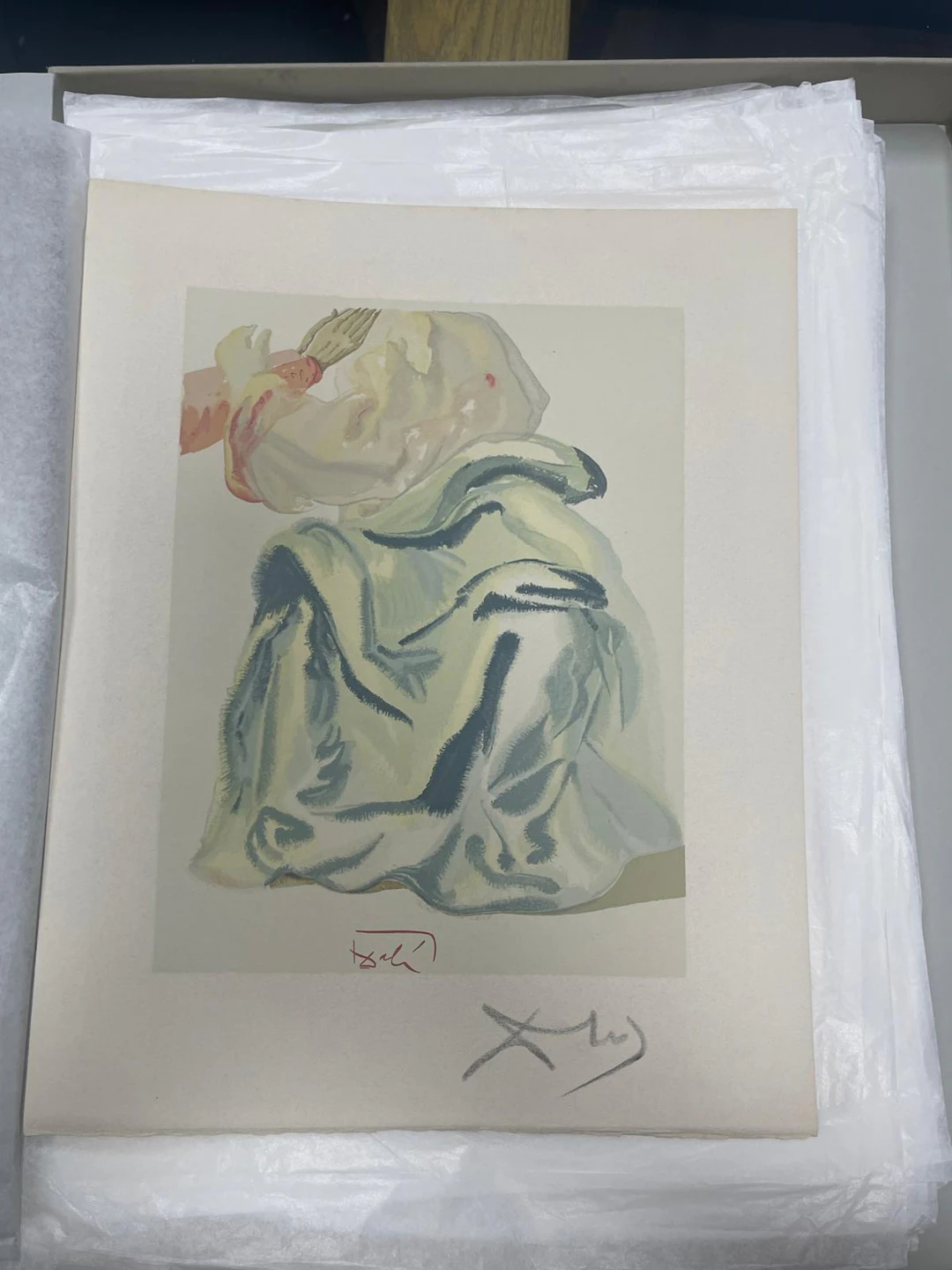 Salvador Dalí - Purgatory 11 - Figure in cloak mode / Study of drapery