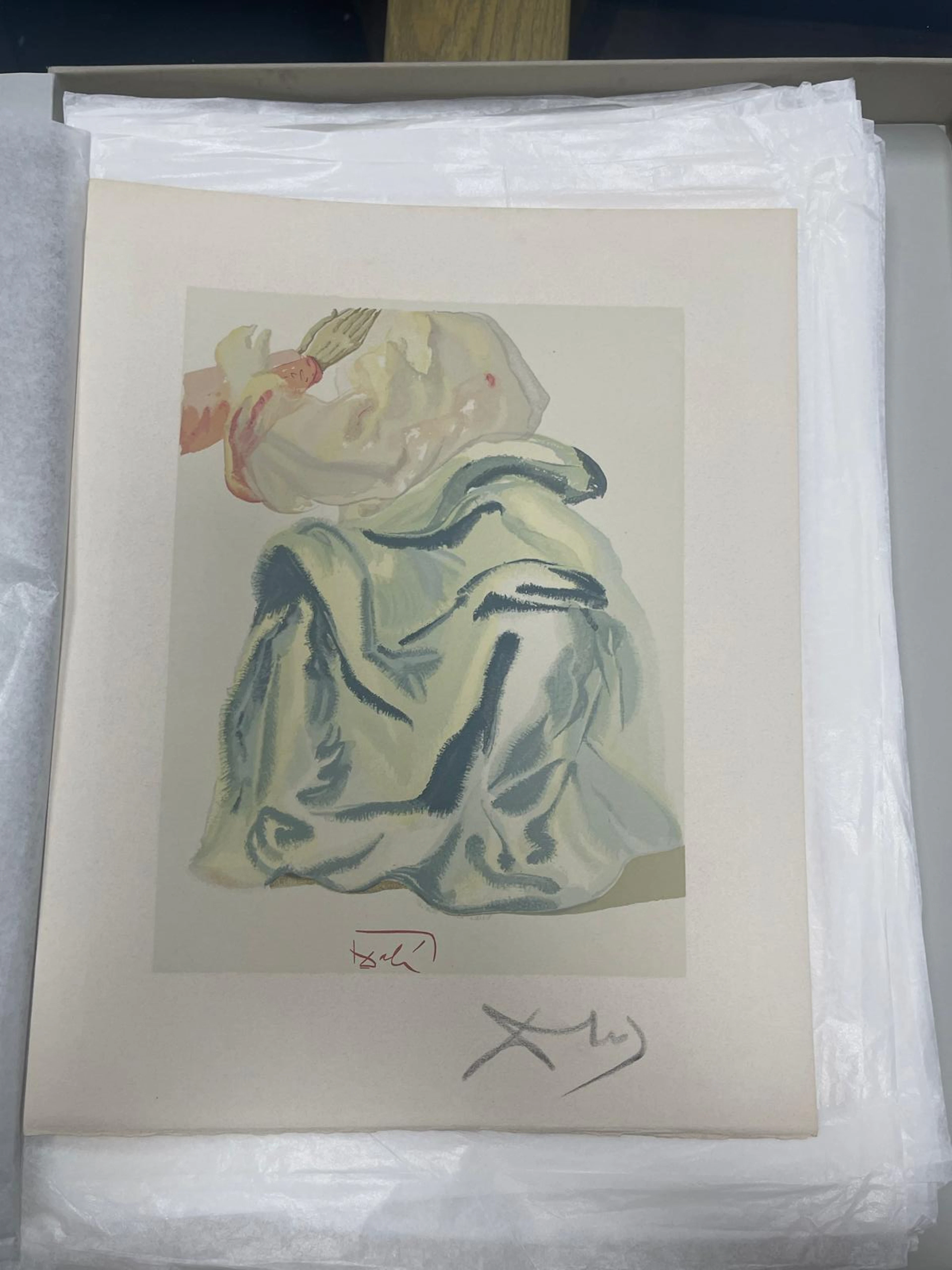 Salvador Dalí - Purgatory 11 - Figure in cloak mode / Study of drapery