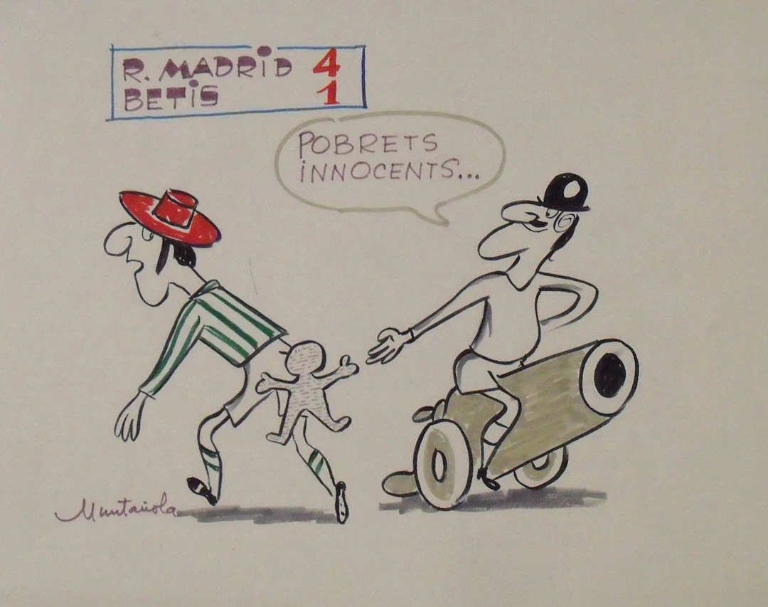 Joaquim Muntañola. Marker drawing ”Real Madrid 4 - Betis 1”. Hand