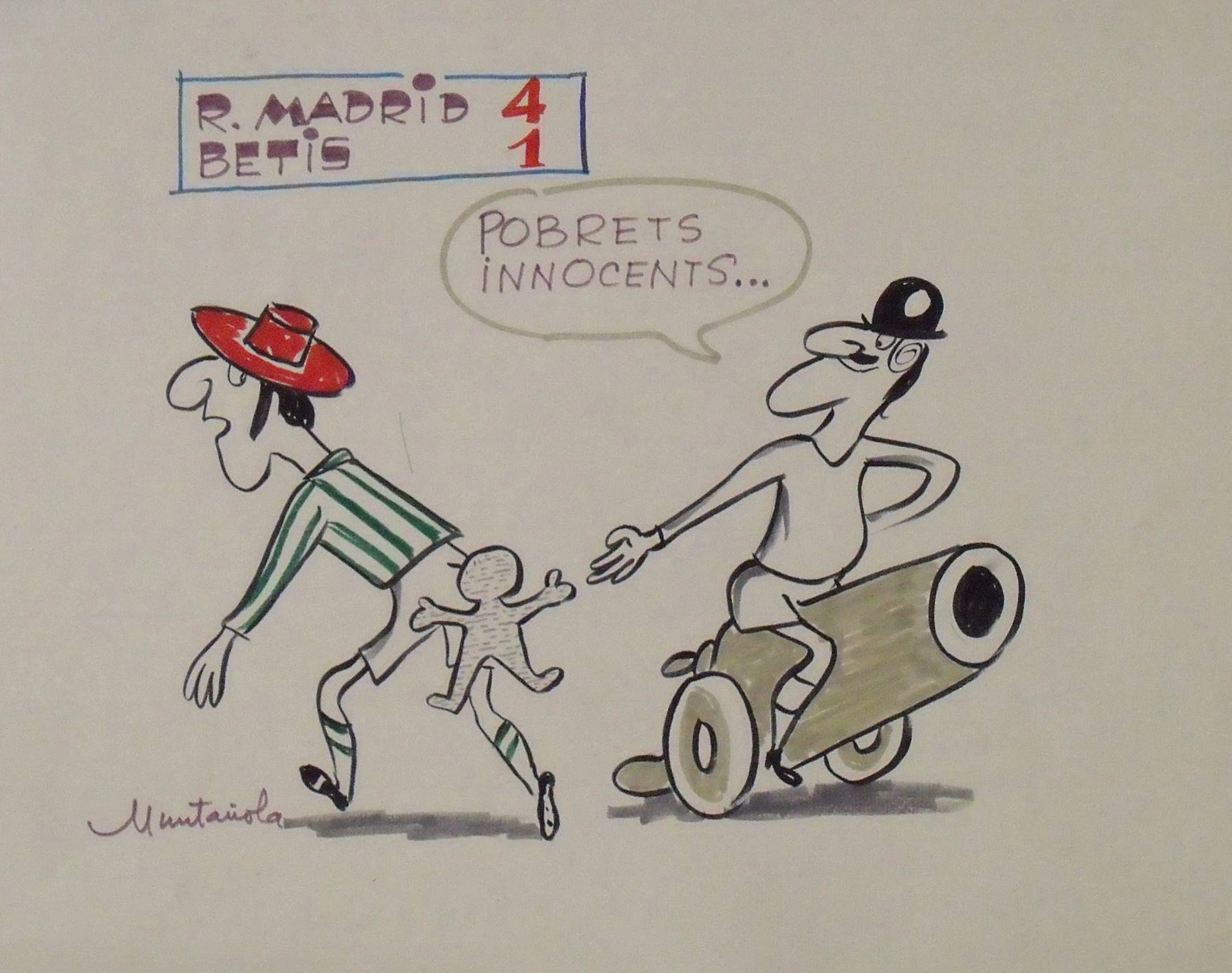 Joaquim Muntañola. Marker drawing ”Real Madrid 4 - Betis 1”. Hand