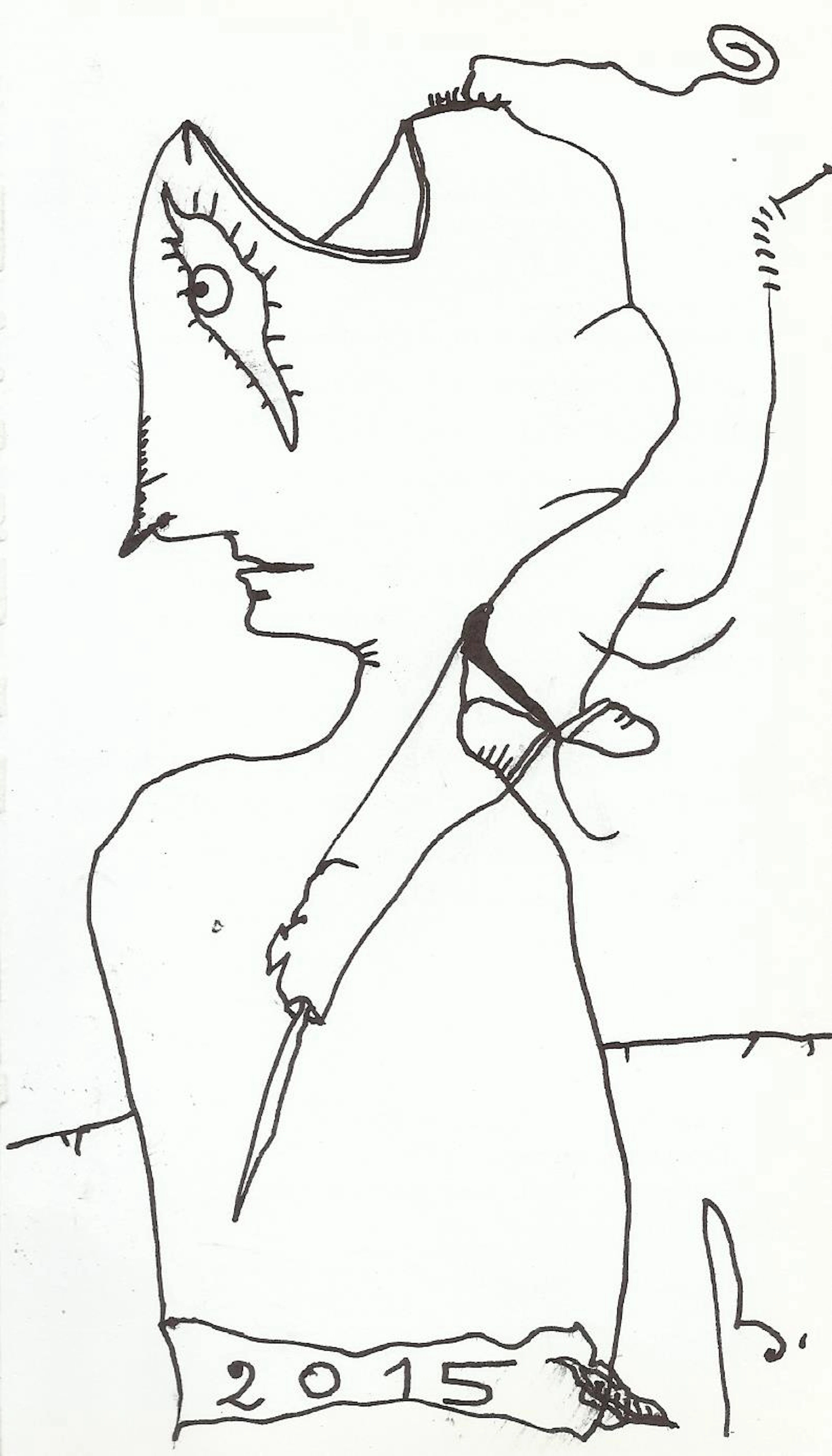 Antonio Beneyto. Ink drawing on paper. Surrealism. Hand-signed. 18