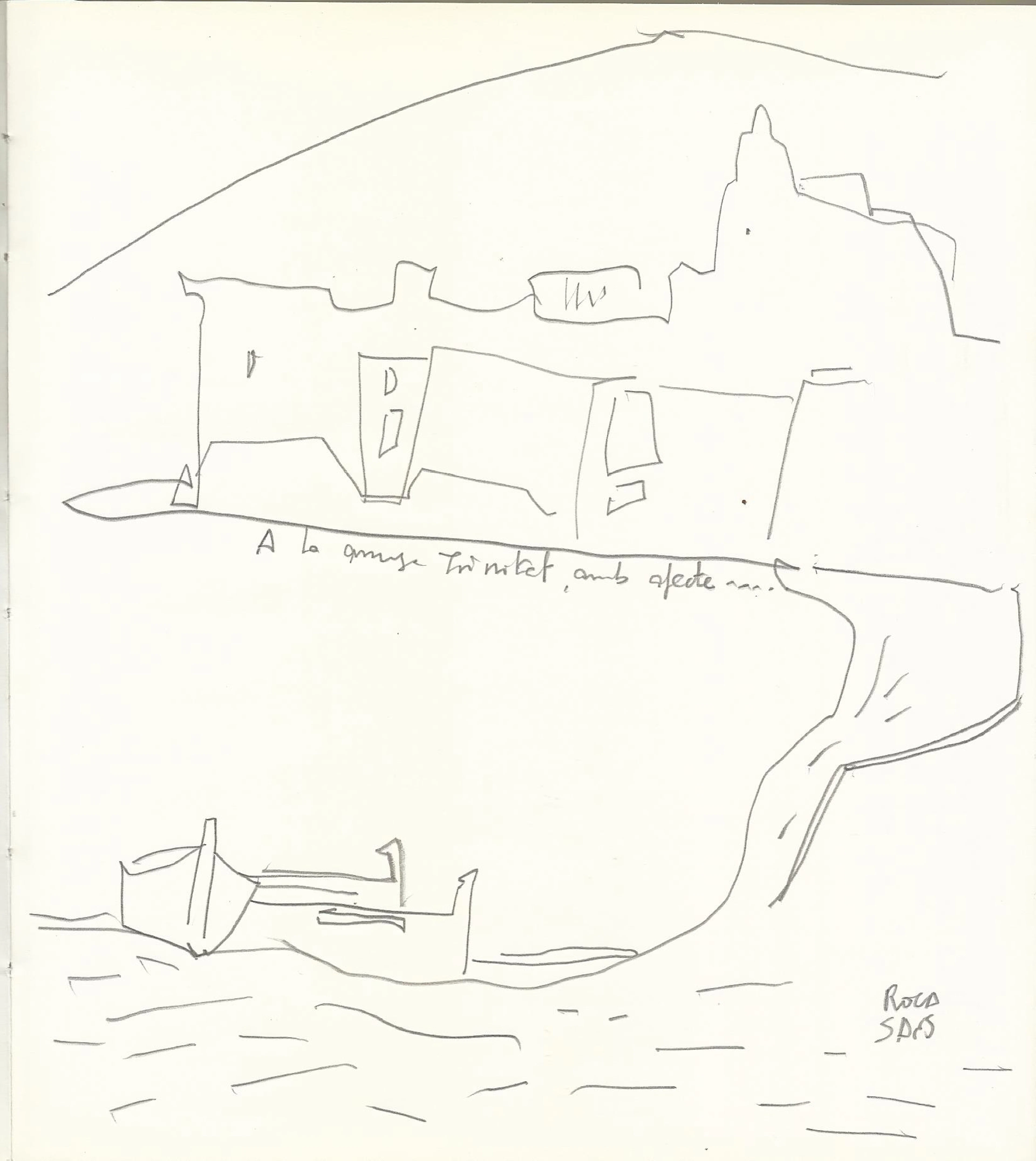 Joan Carles Roca Sans. Drawing and dedication of the artist. In art
