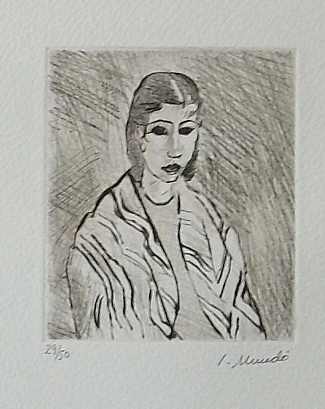 Ignasi Mundó. Engraving "Figure". Drypoint. Hand-signed. Numbered