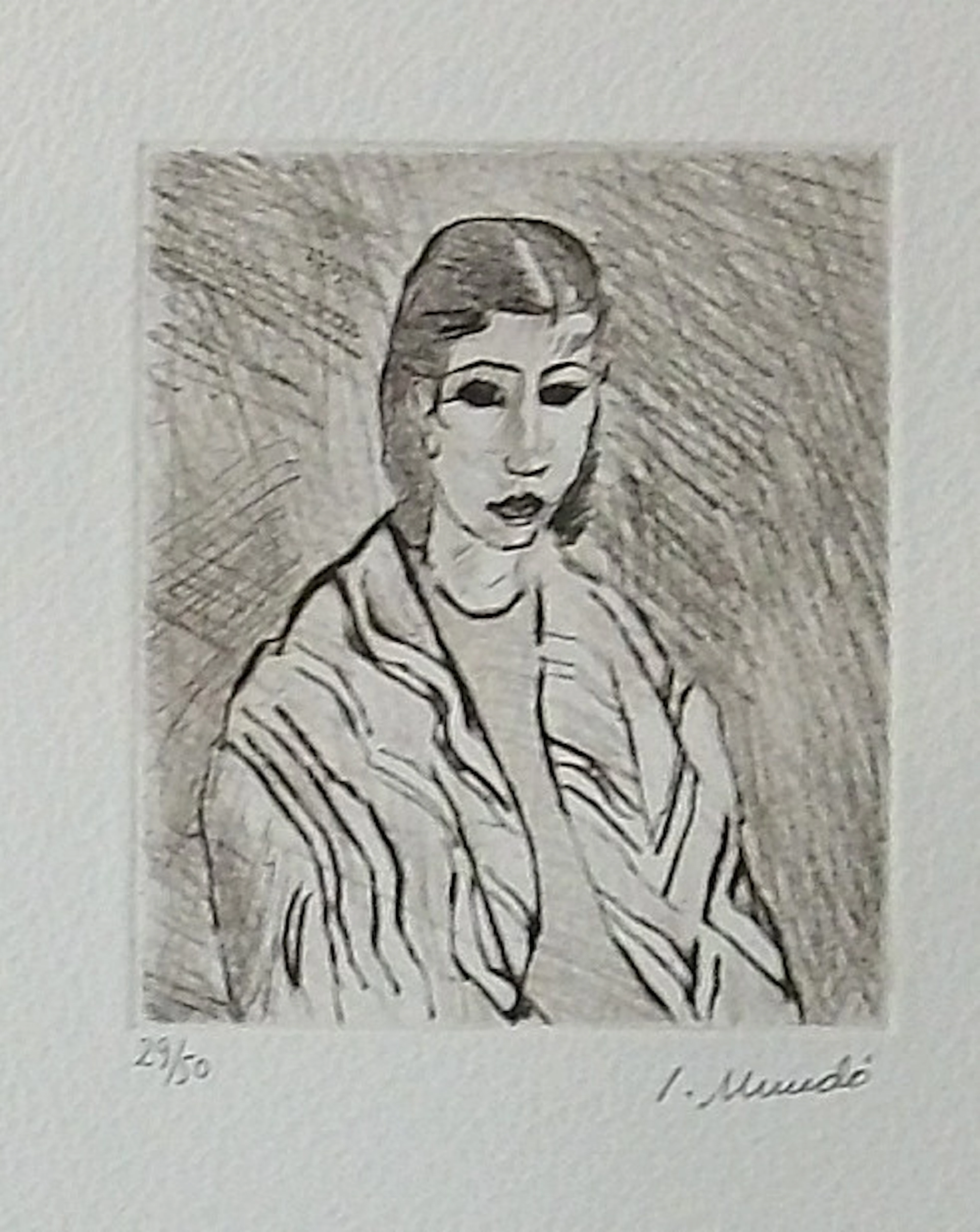 Ignasi Mundó. Engraving "Figure". Drypoint. Hand-signed. Numbered