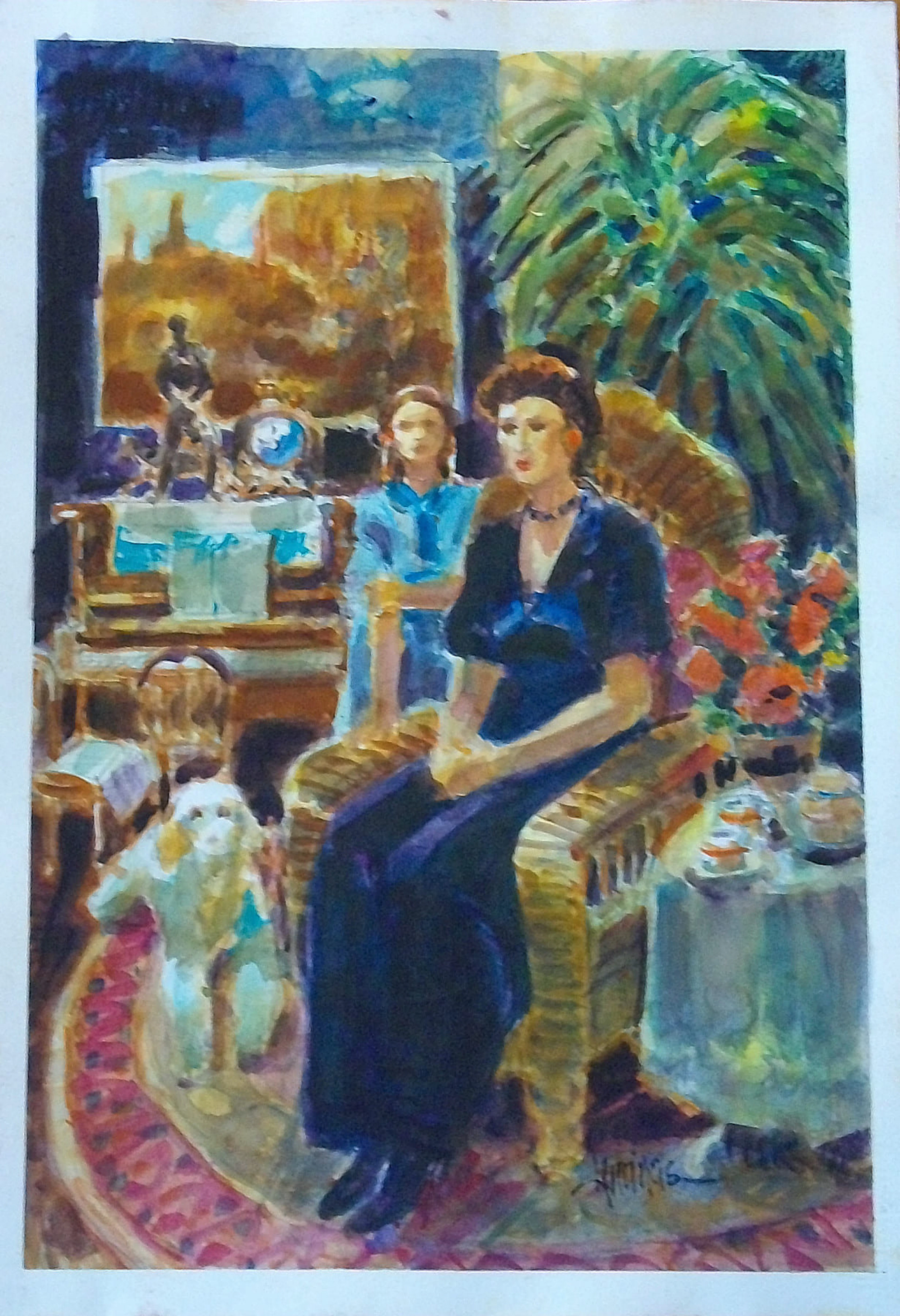 Carlos Enrique Lencinas Gómez. Watercolor on paper. “Seated Woman