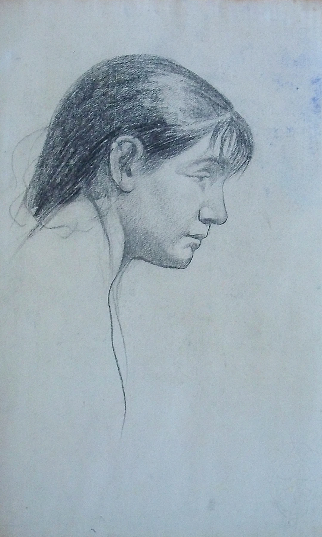 Ramon Costa Nolla. Charcoal drawing on paper, "Female Portrait." Early