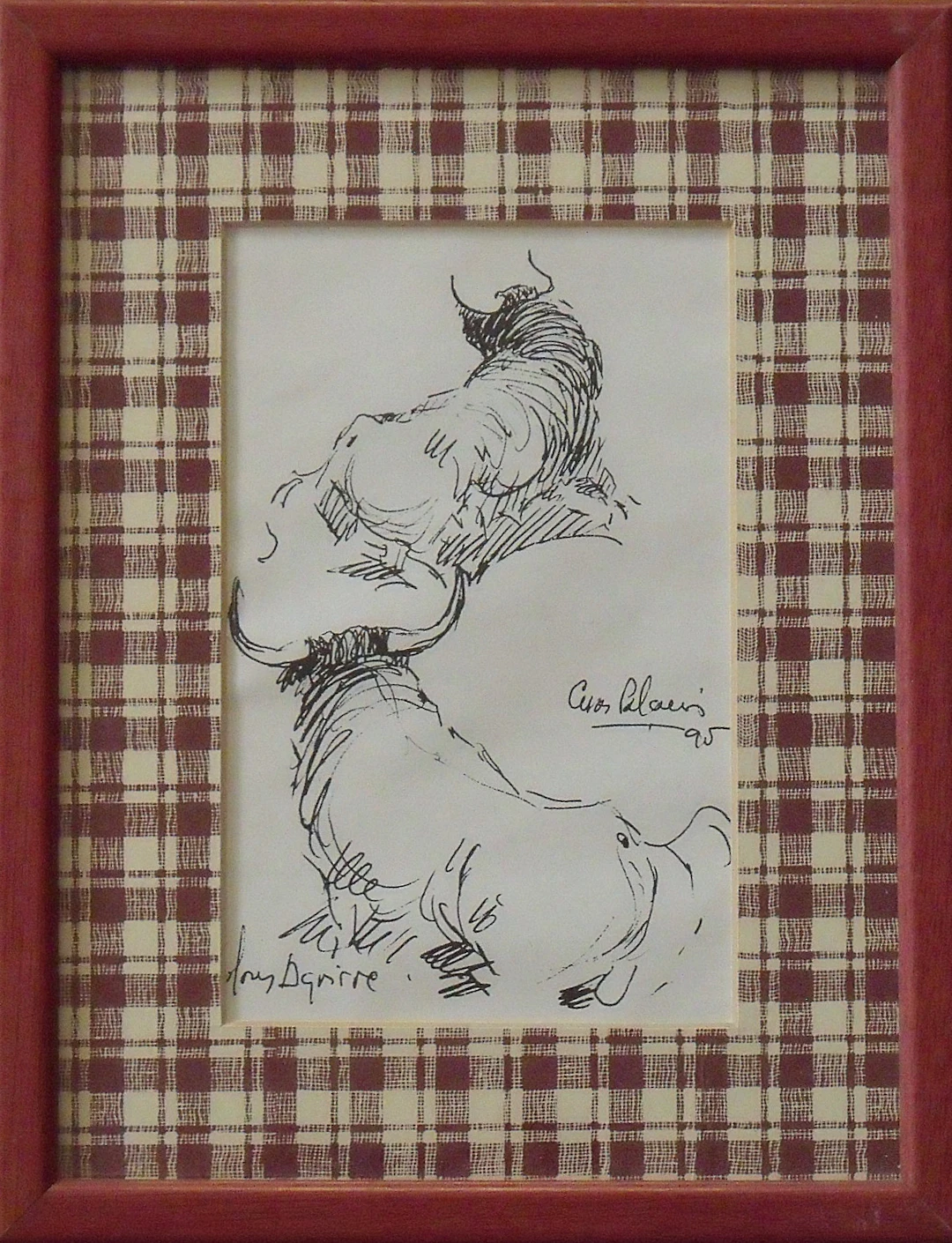 Cesar Palacios. Drawing "Bulls or Bullfighting". Ink on paper. Hand