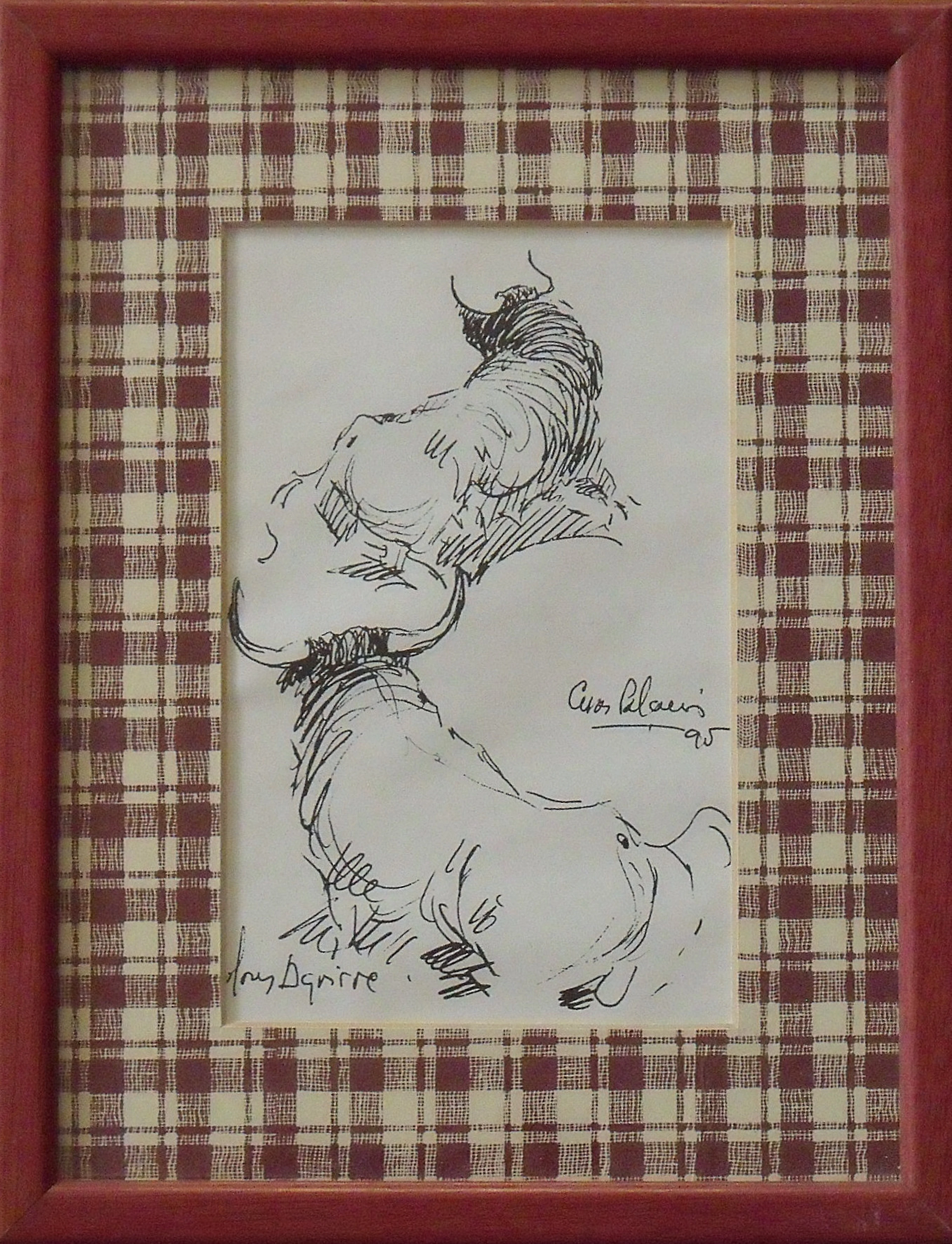 Cesar Palacios. Drawing "Bulls or Bullfighting". Ink on paper. Hand