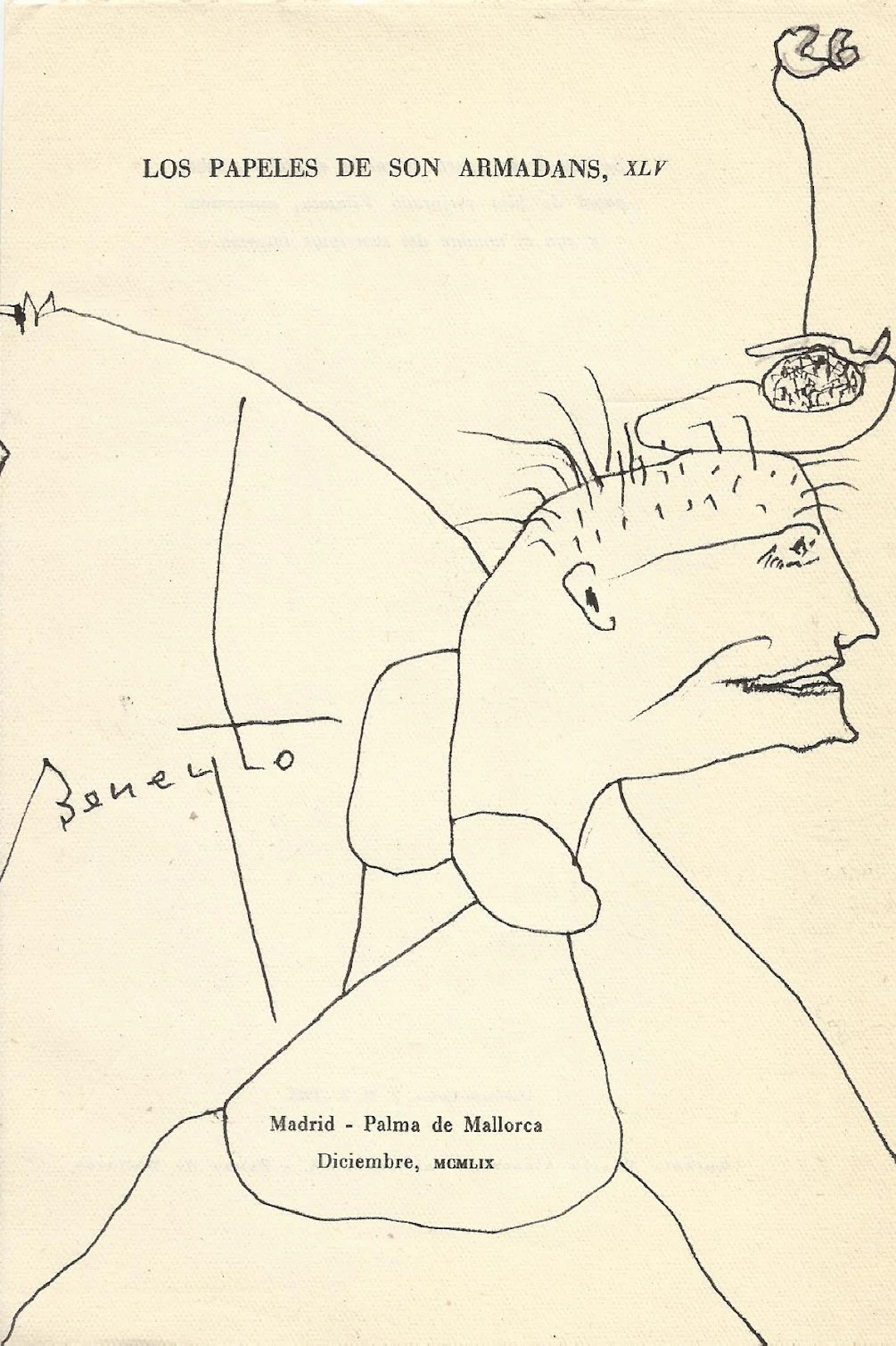 Antonio Beneyto. Ink drawing on paper. Surrealism. Hand-signed. 19.5 x 13 cm.