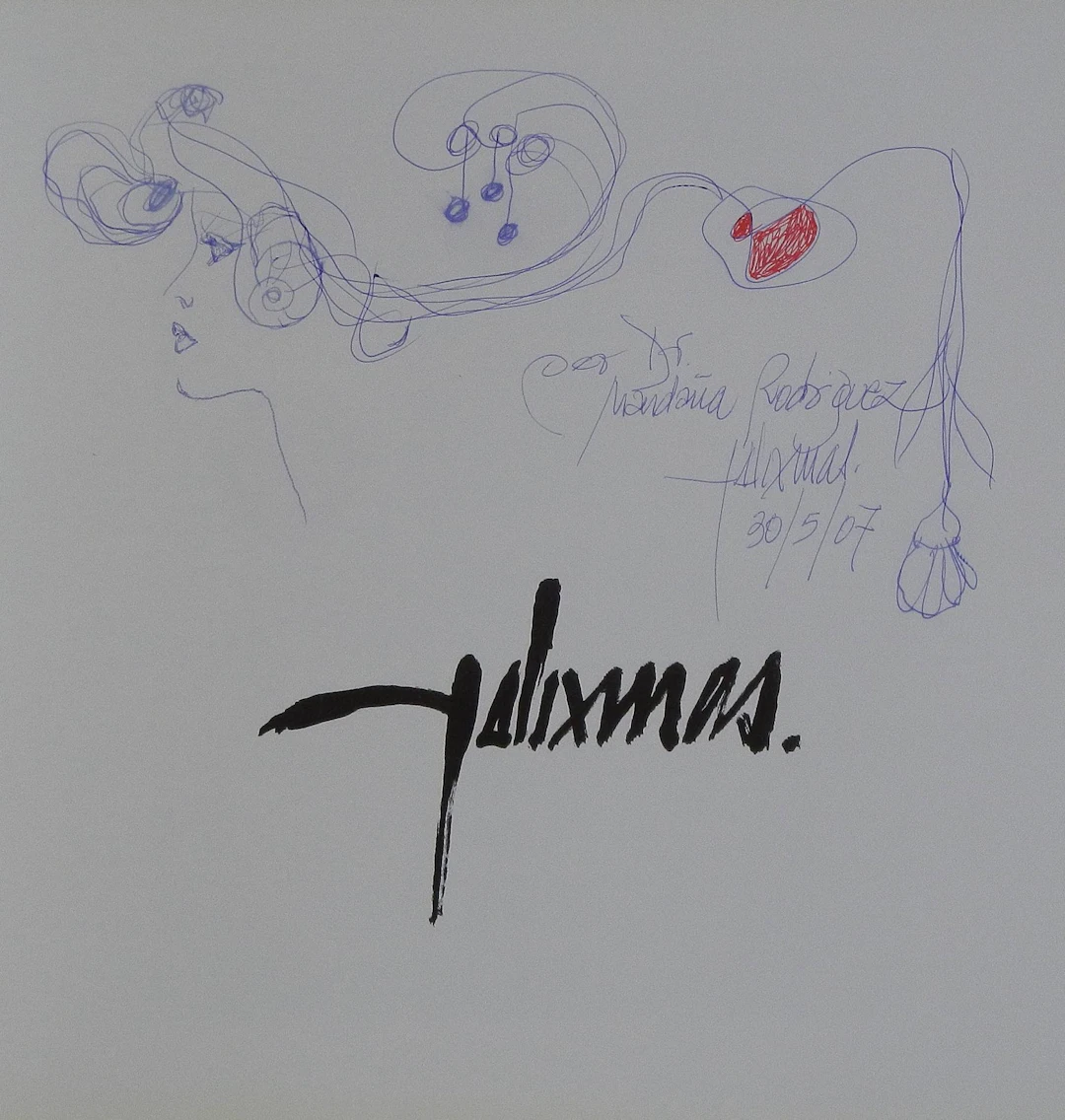 Felix Mas. Drawing dedicated and signed in the catalogue. 2007. Grup