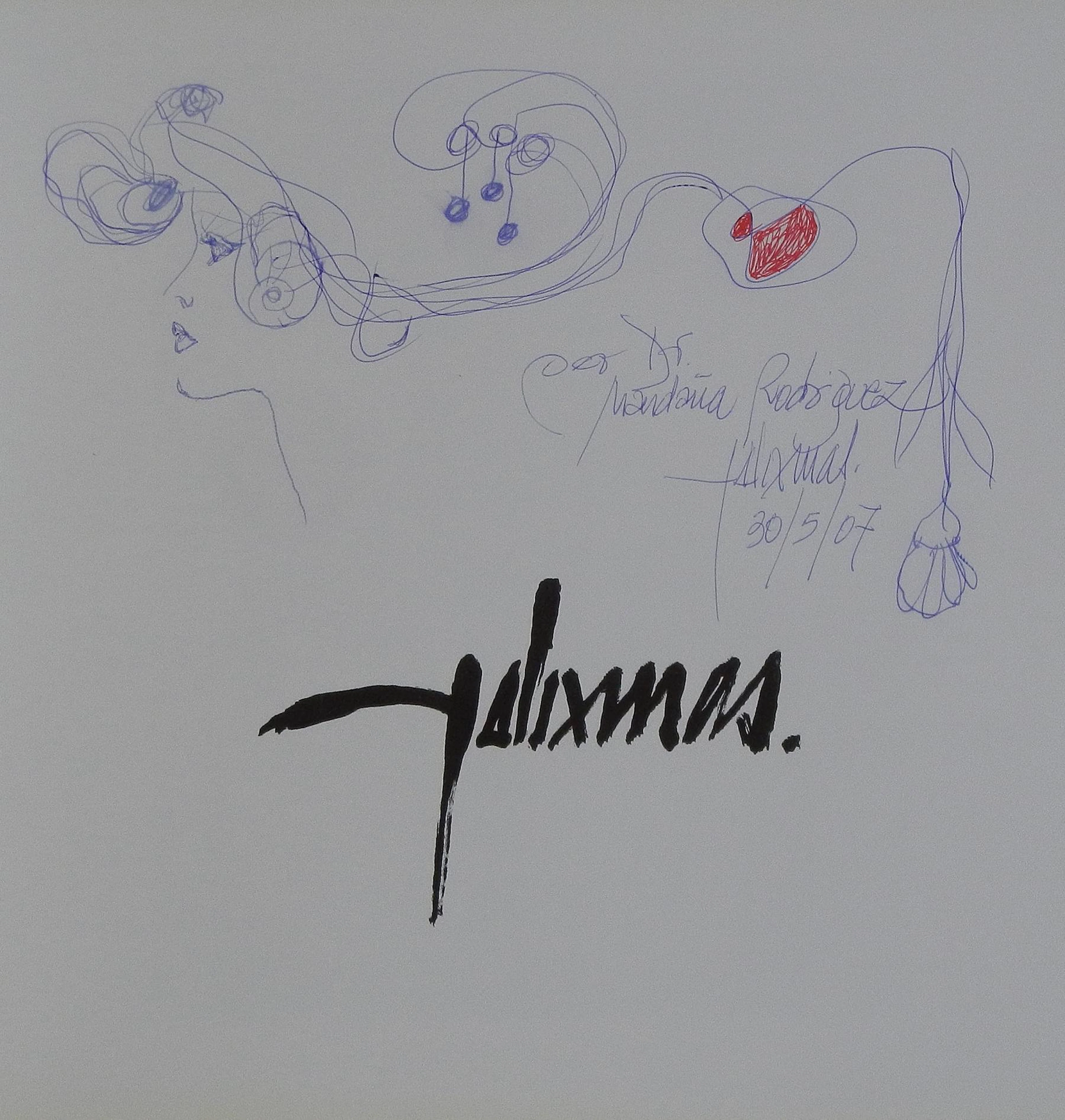 Felix Mas. Drawing dedicated and signed in the catalogue. 2007. Grup