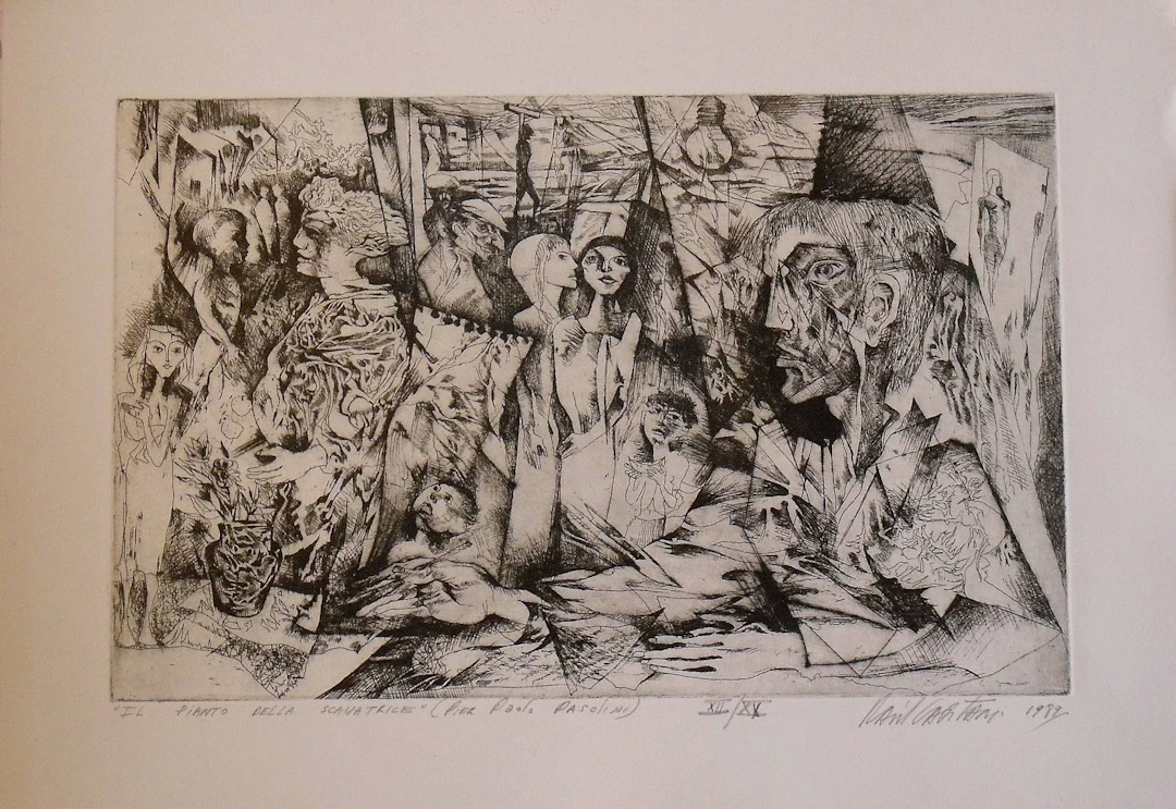 Raul Capitani. Engraving "Il pianto della Scavatrice". Pier Paolo