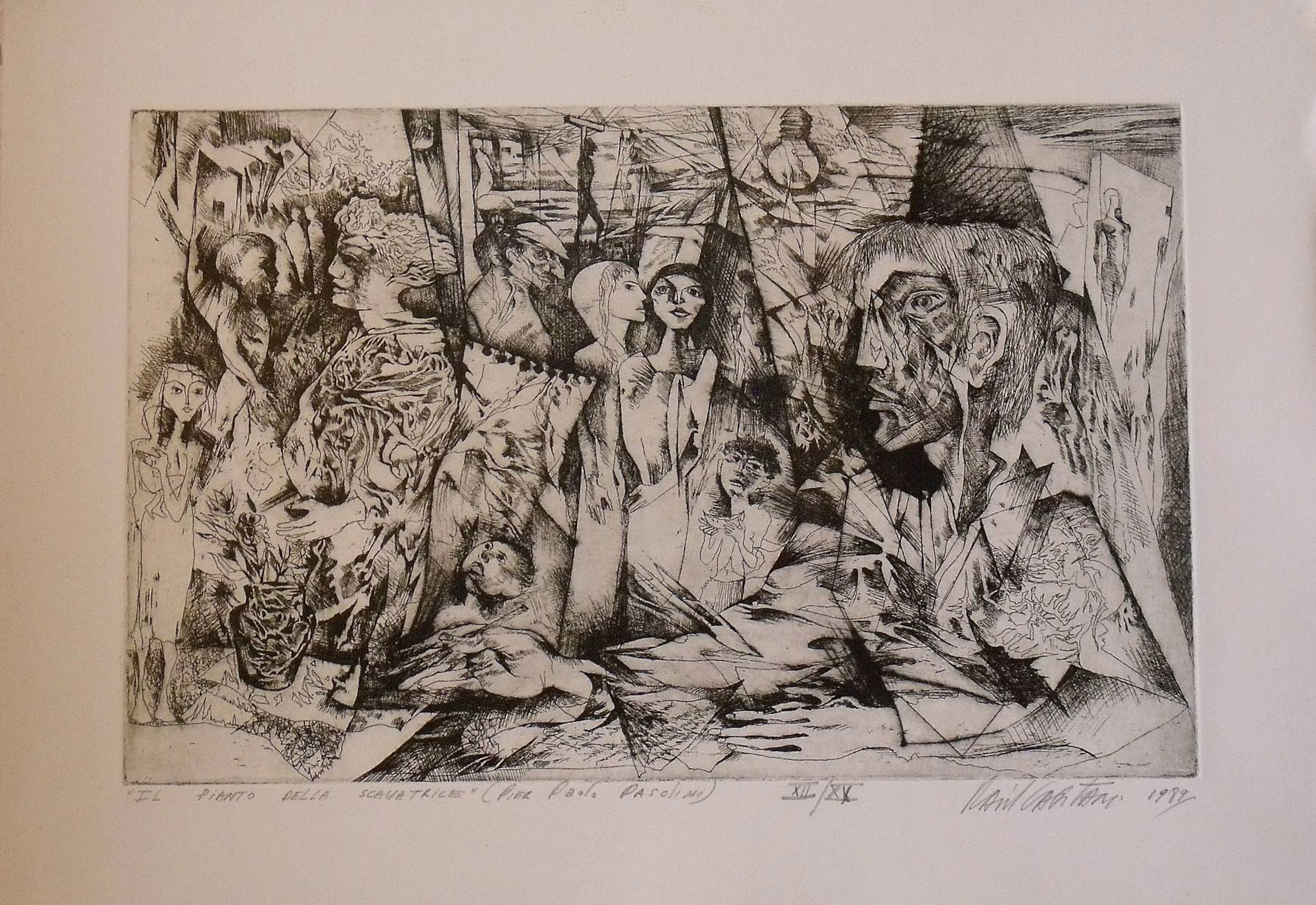 Raul Capitani. Engraving "Il pianto della Scavatrice". Pier Paolo
