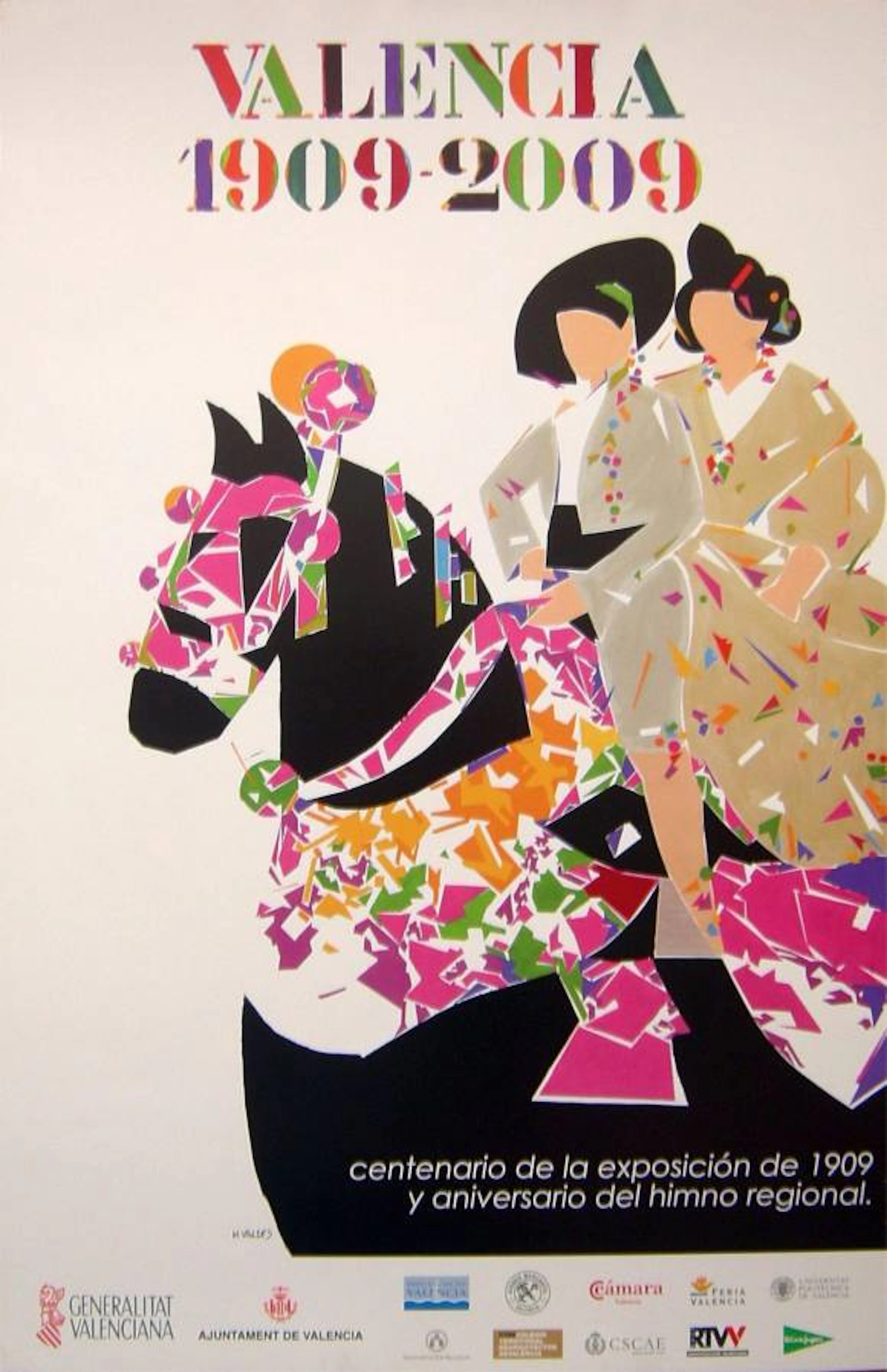 Manolo Valdes. Lithographic poster "Valencia 1909-2009". Signed on