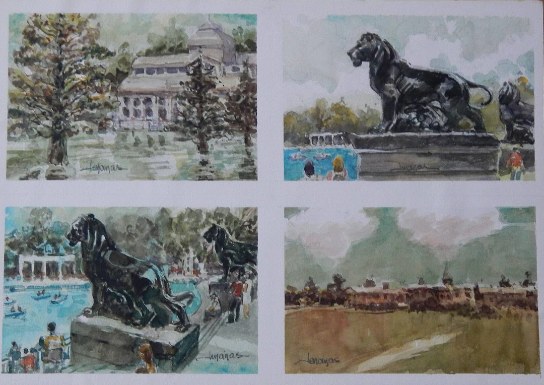 Carlos Enrique Lencinas Gómez. Watercolor on paper. “El Retiro Park.