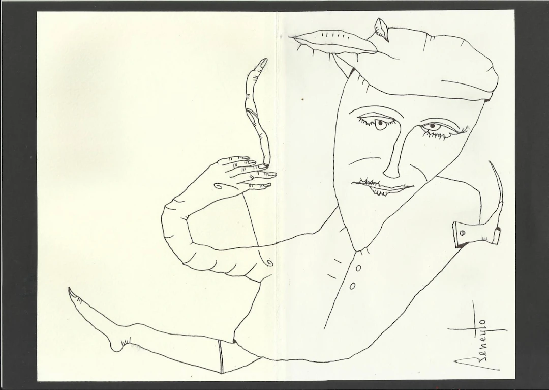 Antonio Beneyto. Ink drawing on paper. Surrealism. Hand signed. 20x26 cm.