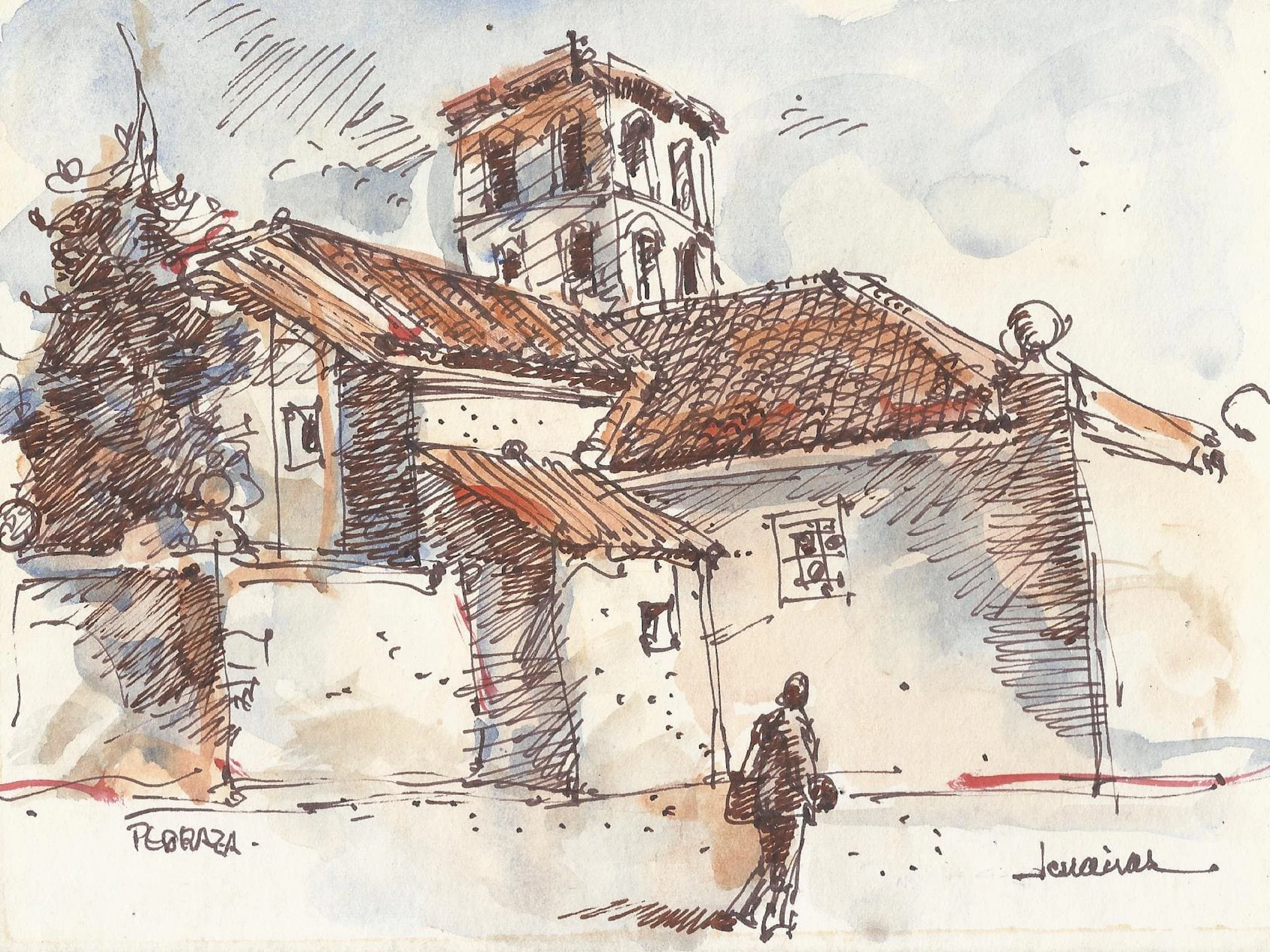 Carlos Enrique Lencinas Gómez. Watercolor and ink on paper. “Pedraza”.