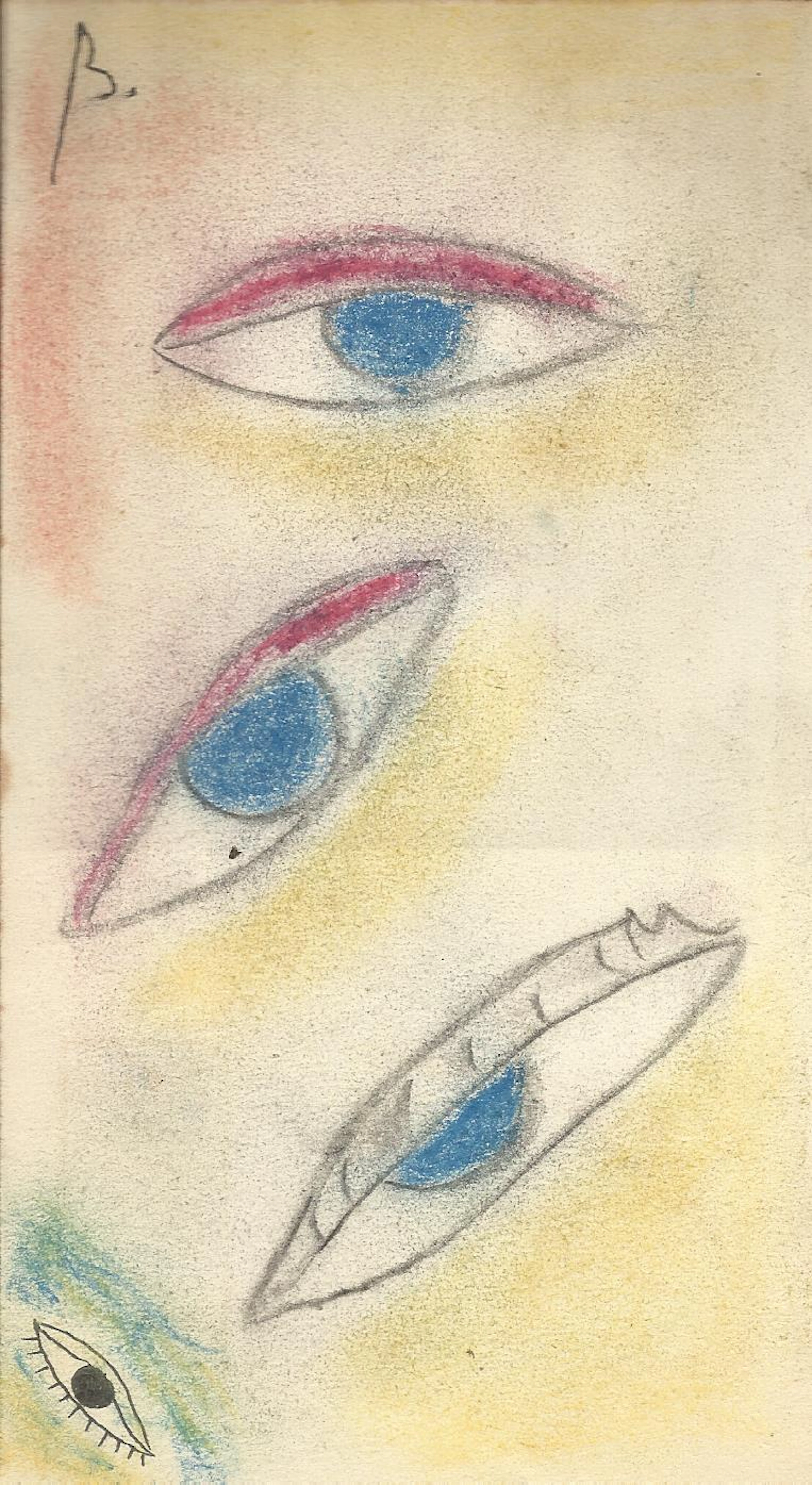 Antonio Beneyto. Colored pencil drawing on paper. "Eyes". Hand-signed