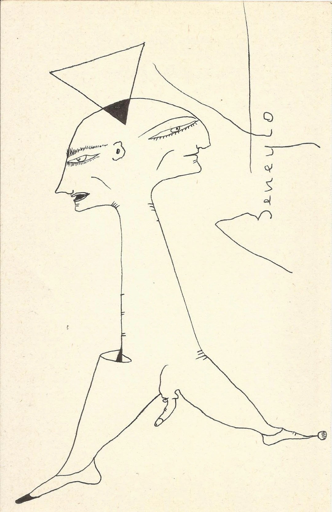 Antonio Beneyto. Ink drawing on paper. Surrealism. Hand-signed. 21 x 13.5 cm.
