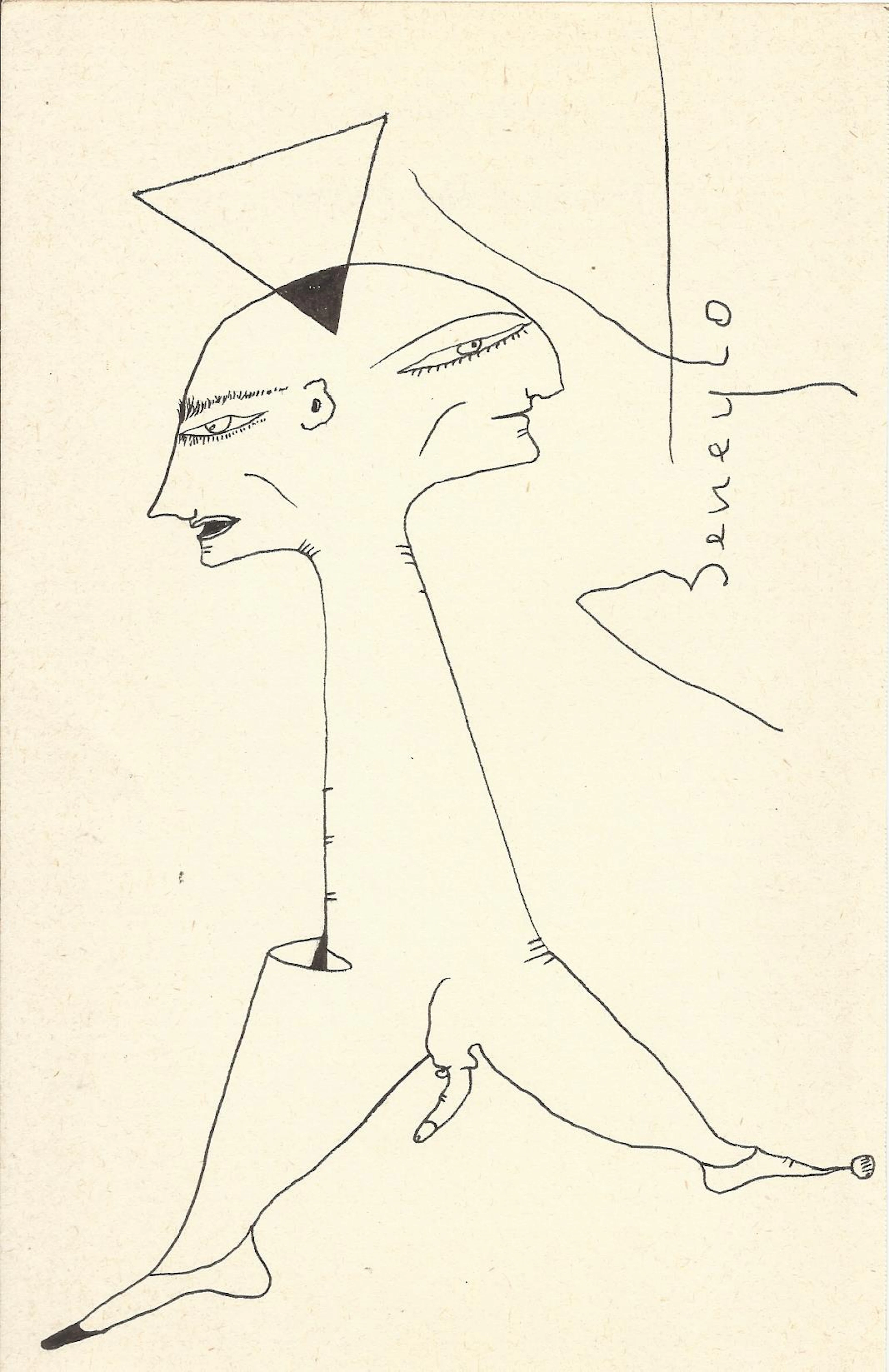 Antonio Beneyto. Ink drawing on paper. Surrealism. Hand-signed. 21 x 13.5 cm.