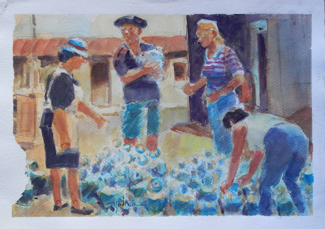 Carlos Enrique Lencinas Gómez. Watercolor on paper. “Popular figures
