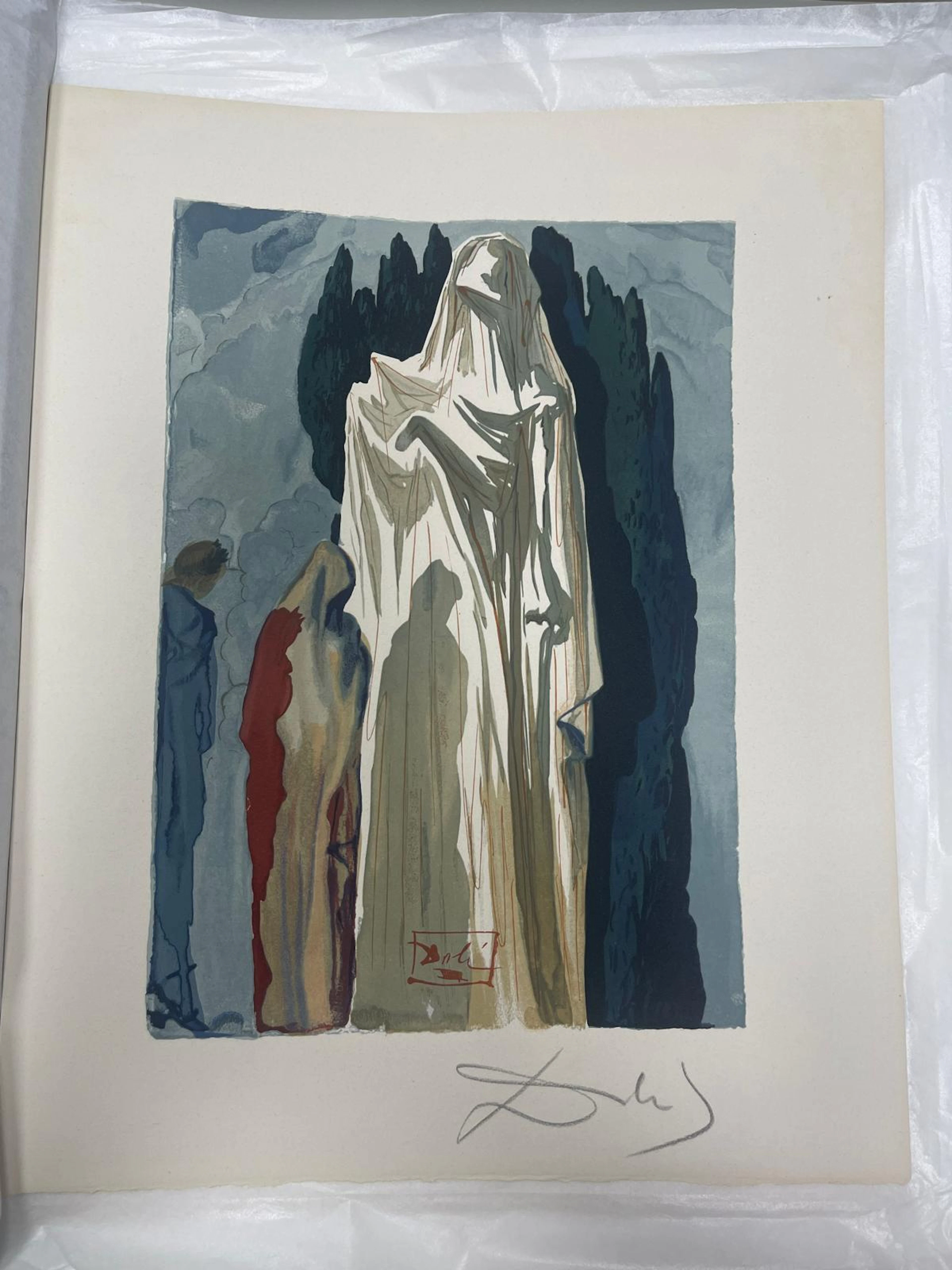 Salvador Dalí - Purgatory 13 - The Shrouded Soul and the Cypresses
