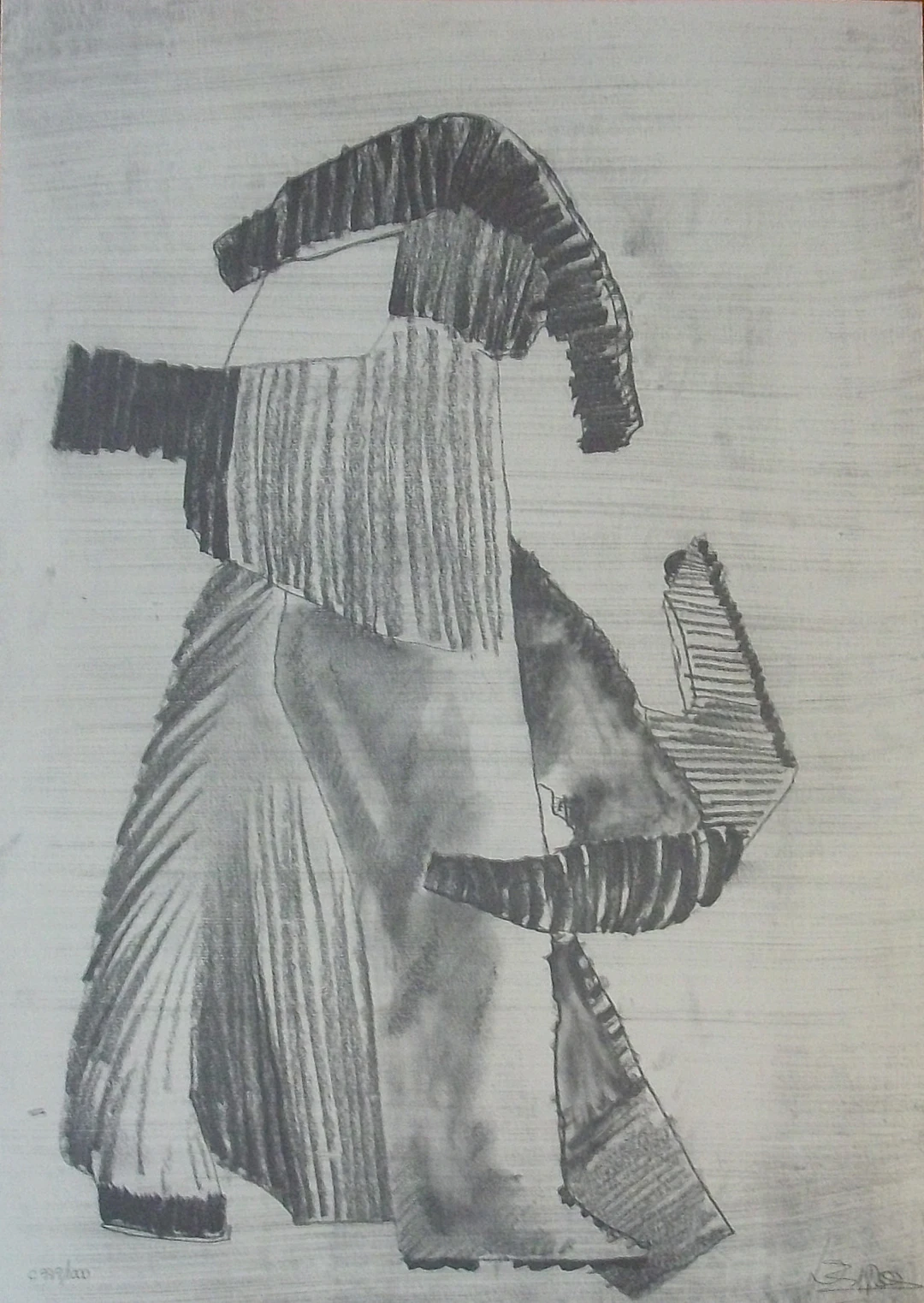 Francisco Leiro. Lithograph "Untitled". 2000. Certificate of Authenticity.