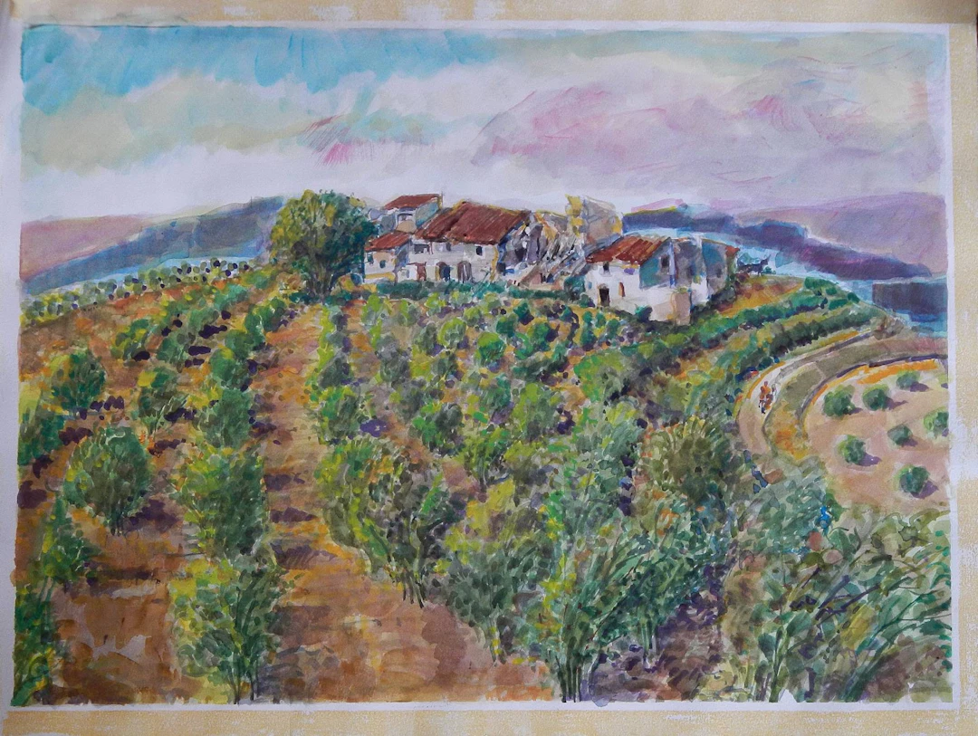 Carlos Enrique Lencinas Gómez. Watercolor on paper. “House, terraces