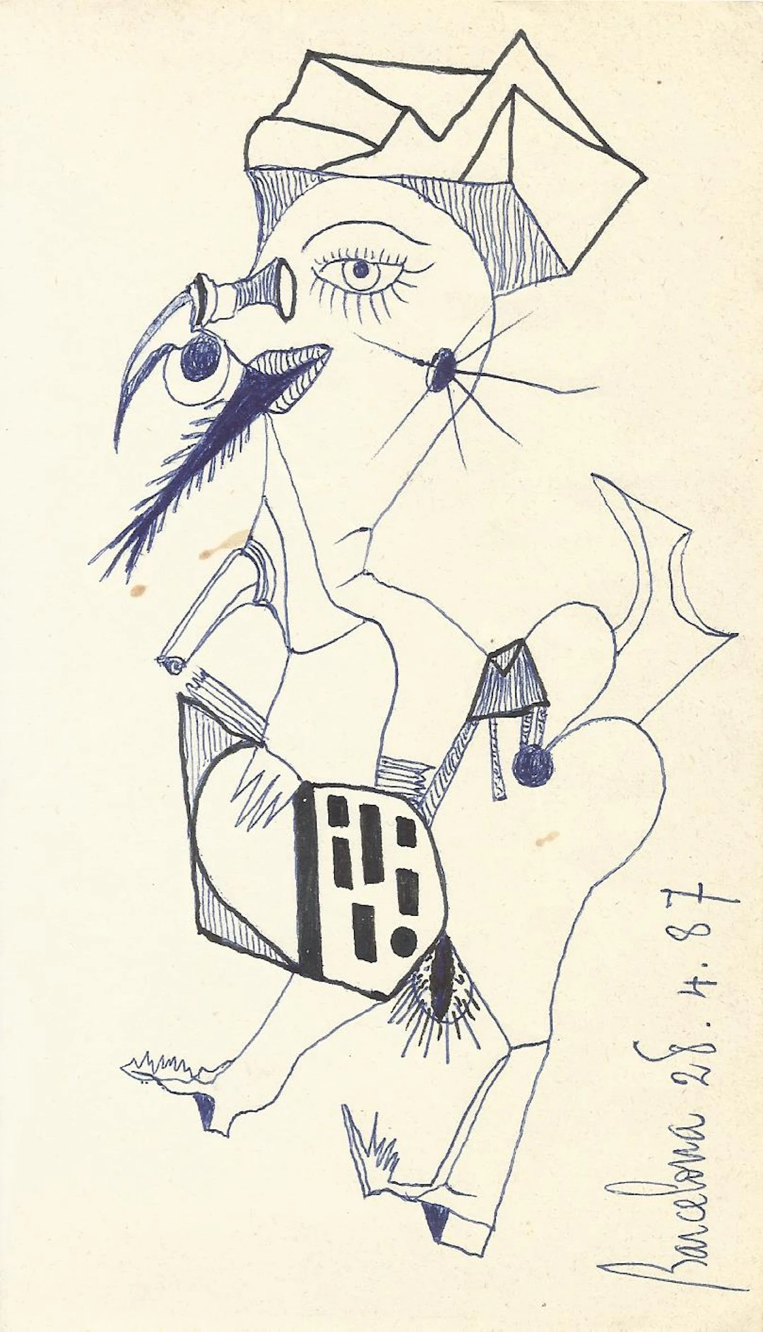 Antonio Beneyto. Ink drawing on paper. Surrealism. Unsigned. 18 x