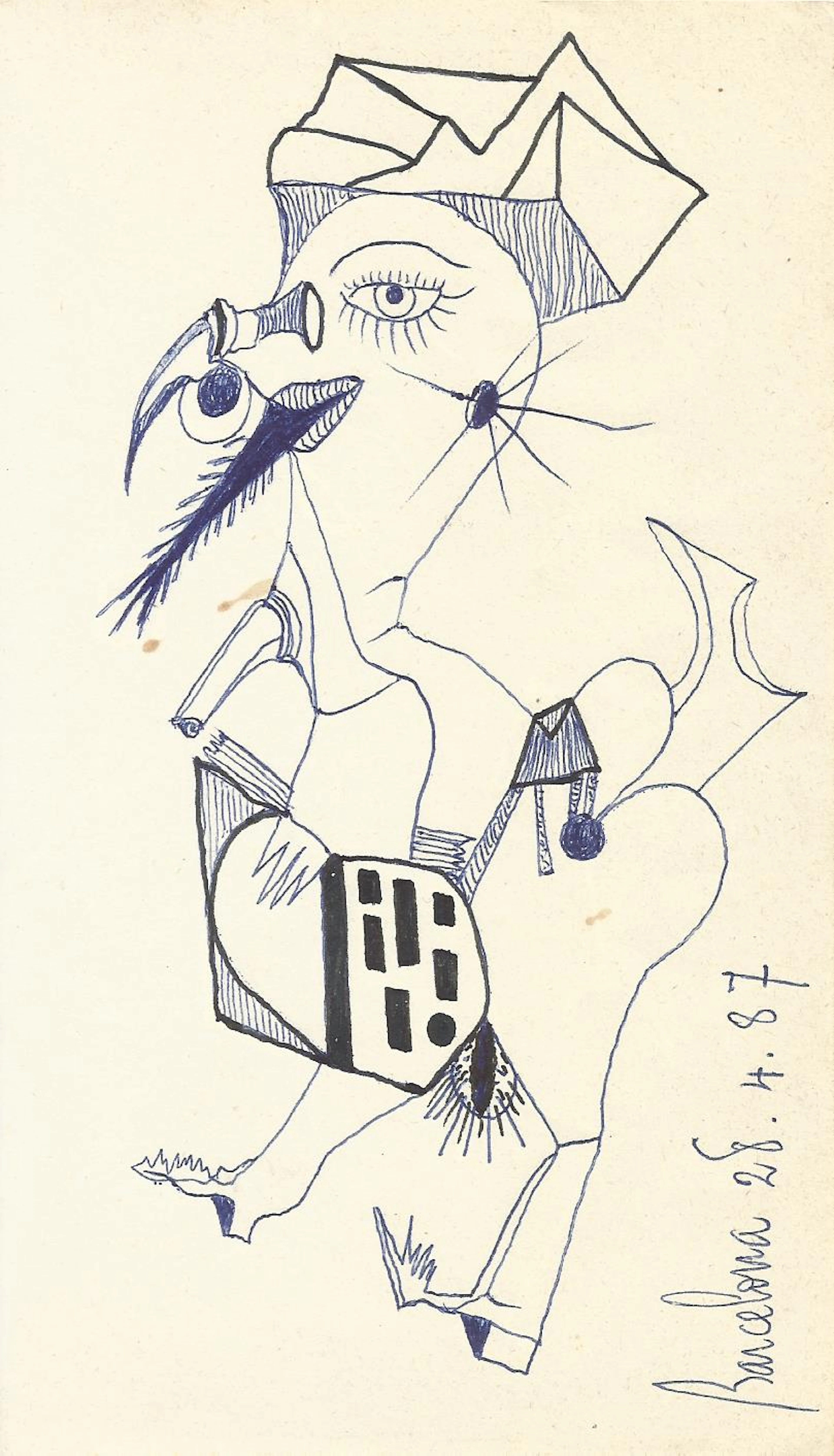Antonio Beneyto. Ink drawing on paper. Surrealism. Unsigned. 18 x