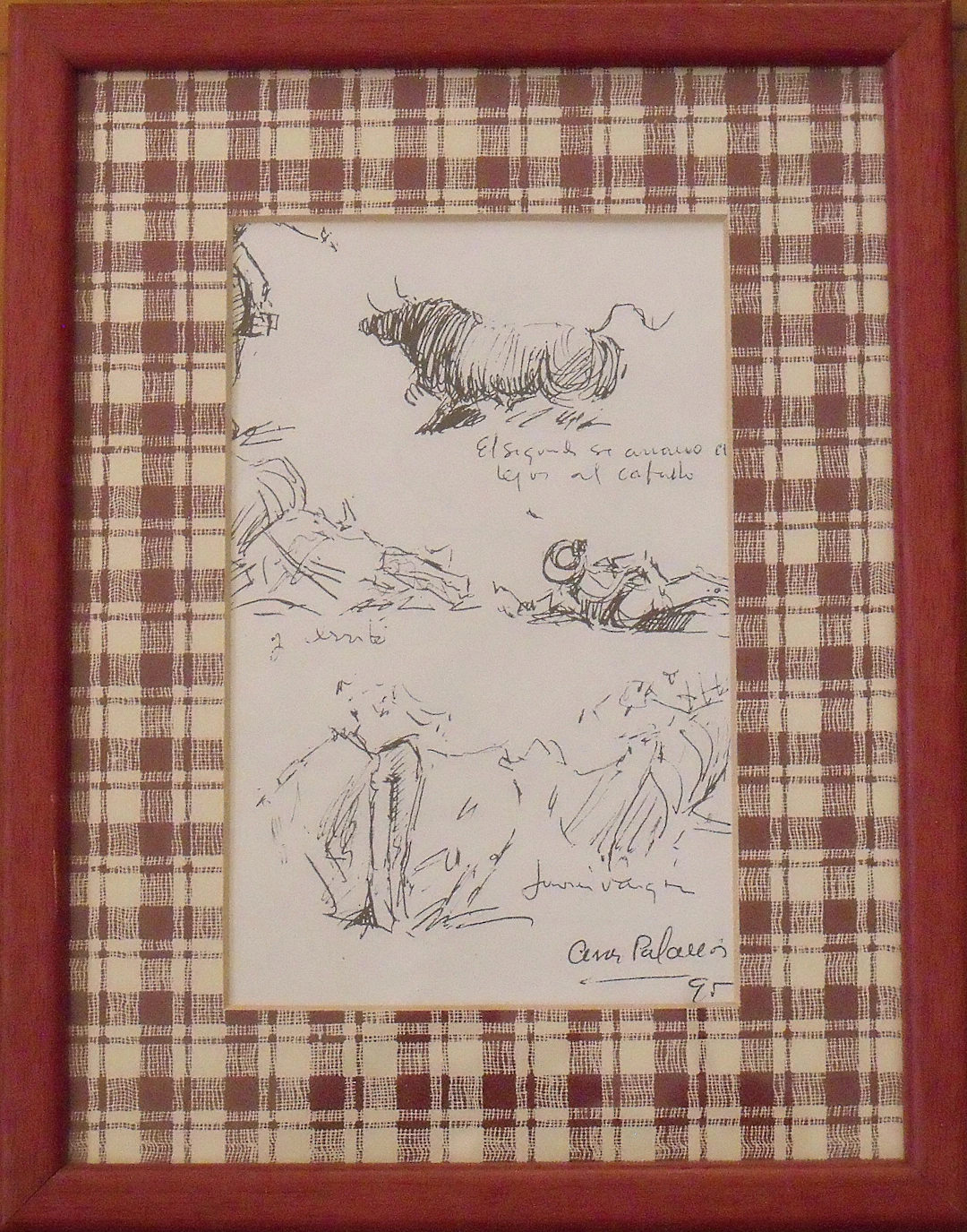 Cesar Palacios. Drawing "Bulls or Bullfighting". Ink on paper. Hand