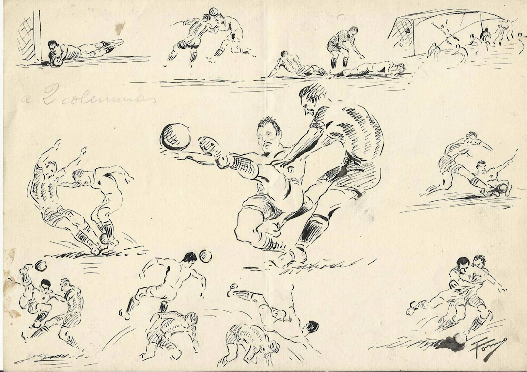 Federico Tormo Monzó. Ink drawing. "Football Match". Valencia F.C.