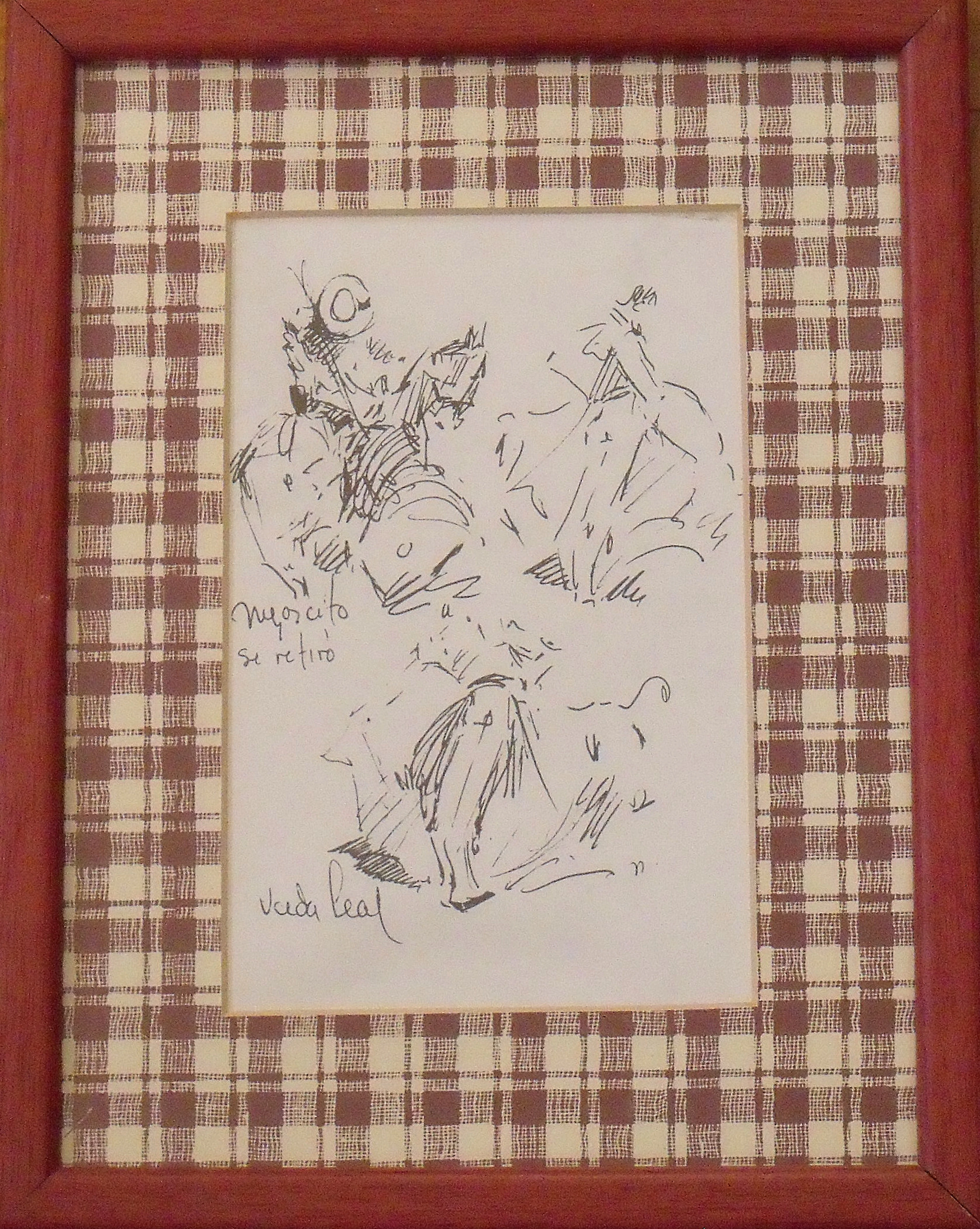 Cesar Palacios. Drawing "Bulls or Bullfighting". Ink on paper. Unsigned.