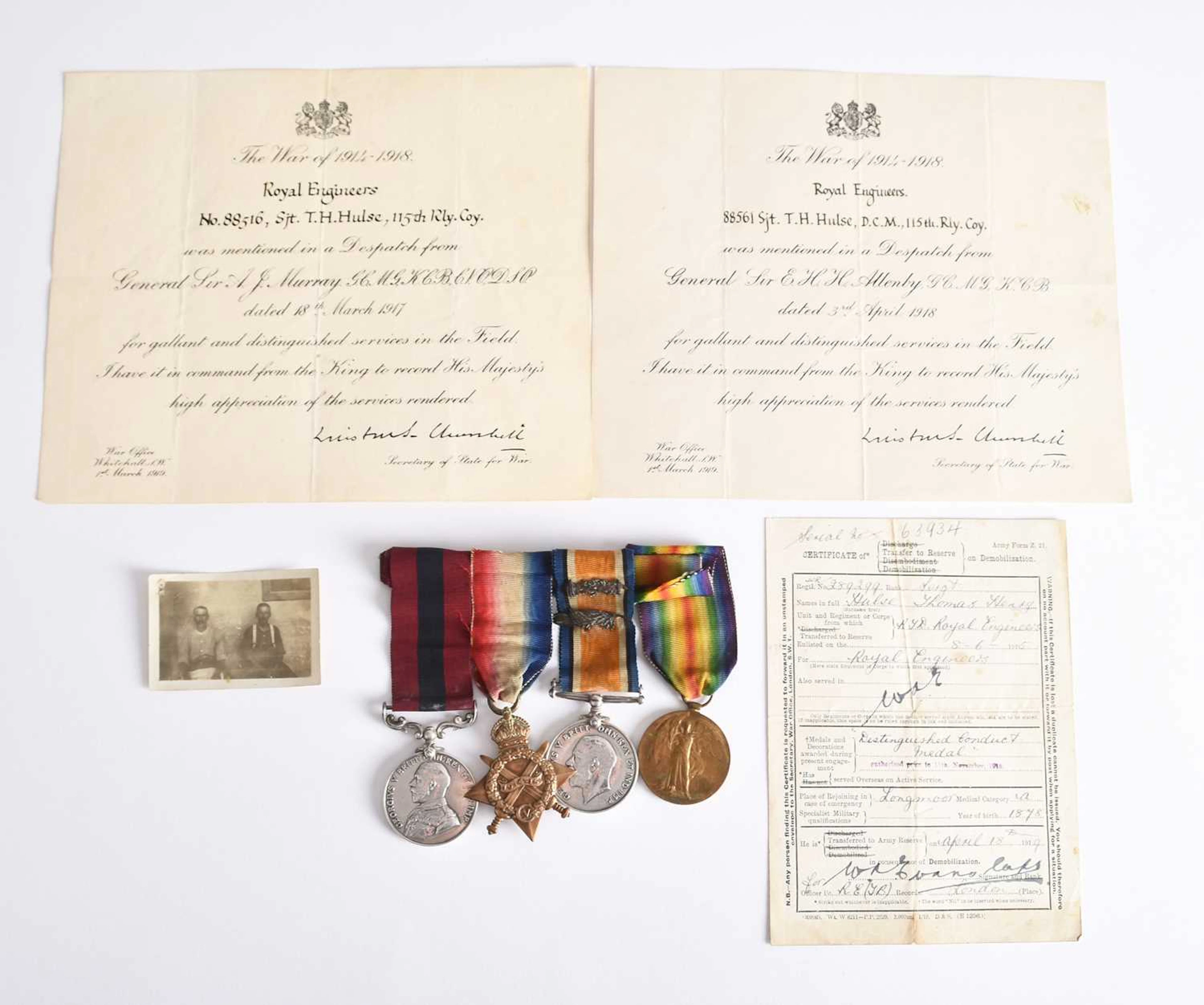 WW1 DCM Group to Sgt. T.H. Hulse, 115th Railway Company Royal Engineers