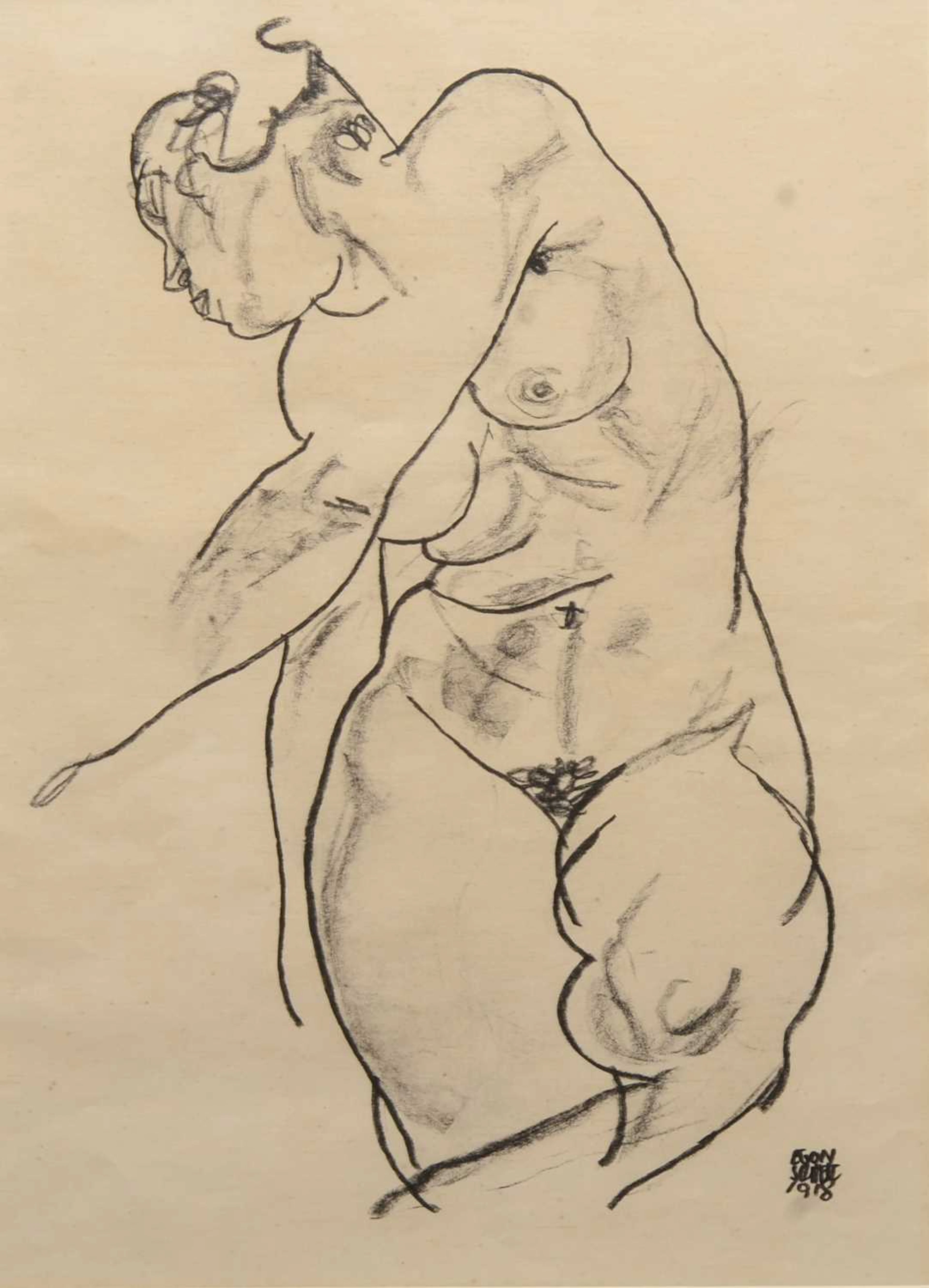 After Egon Schiele (Austrian 1890-1918) Nude Figure