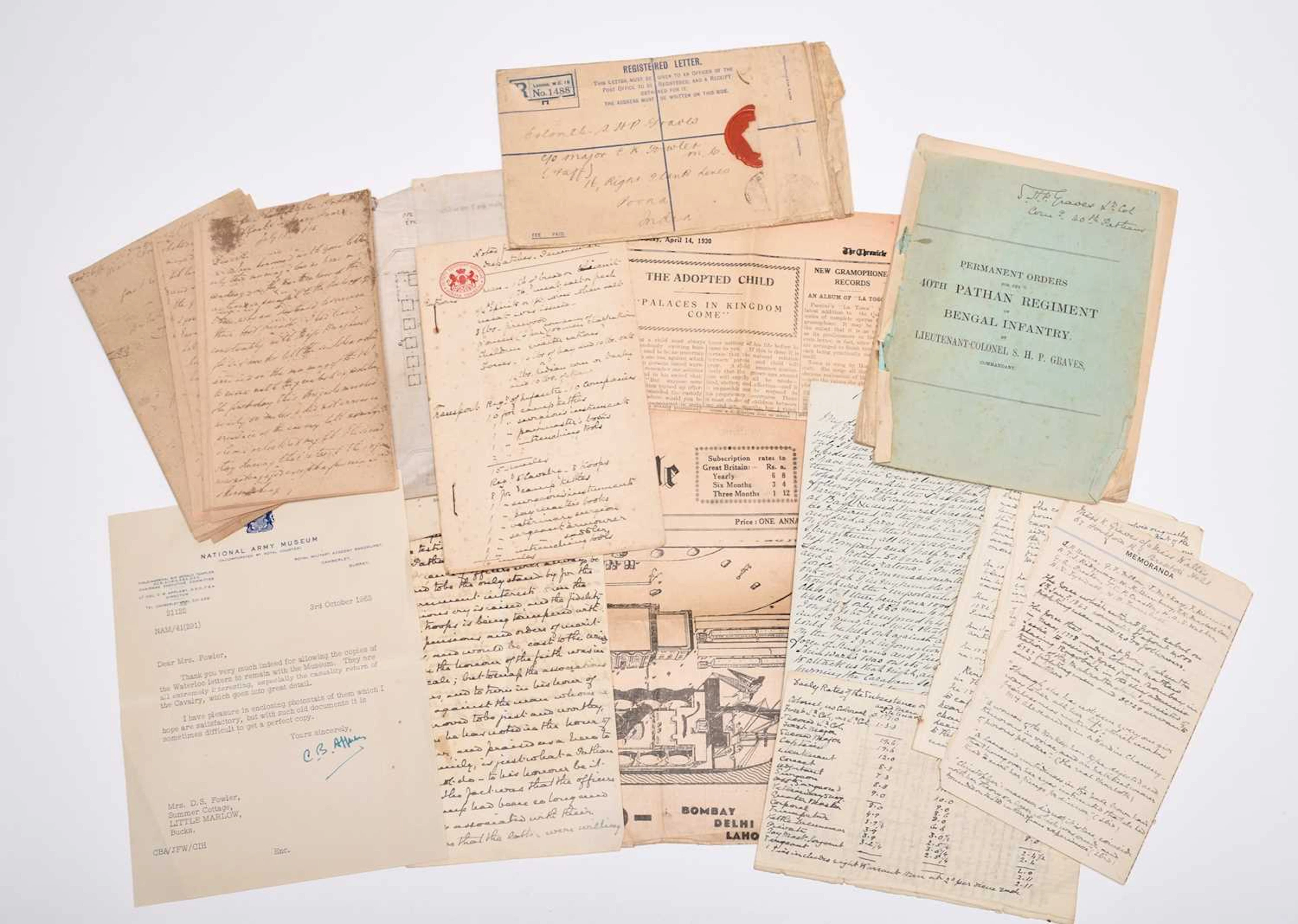 Northwest Frontier Interest - Small bundle of ephemera relating to