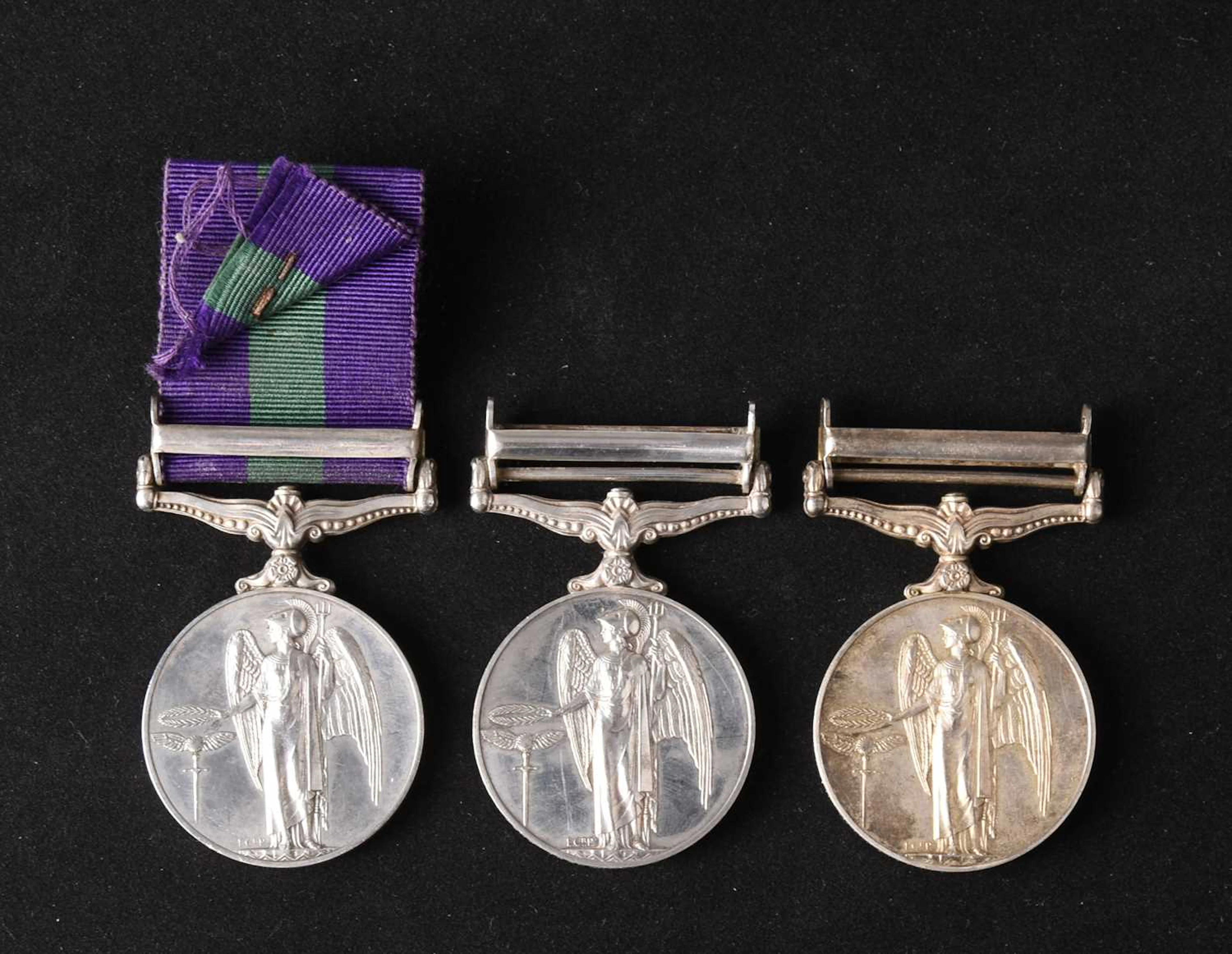 Three GSM 1918-62 Medals with Malaya clasps to the Cheshire Regiment