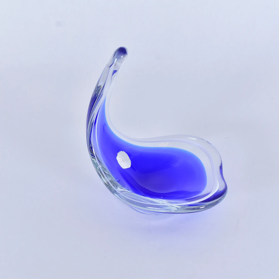 PAUL KEDELV. skulptur/skål, glas, Flygsfors "Coquille".