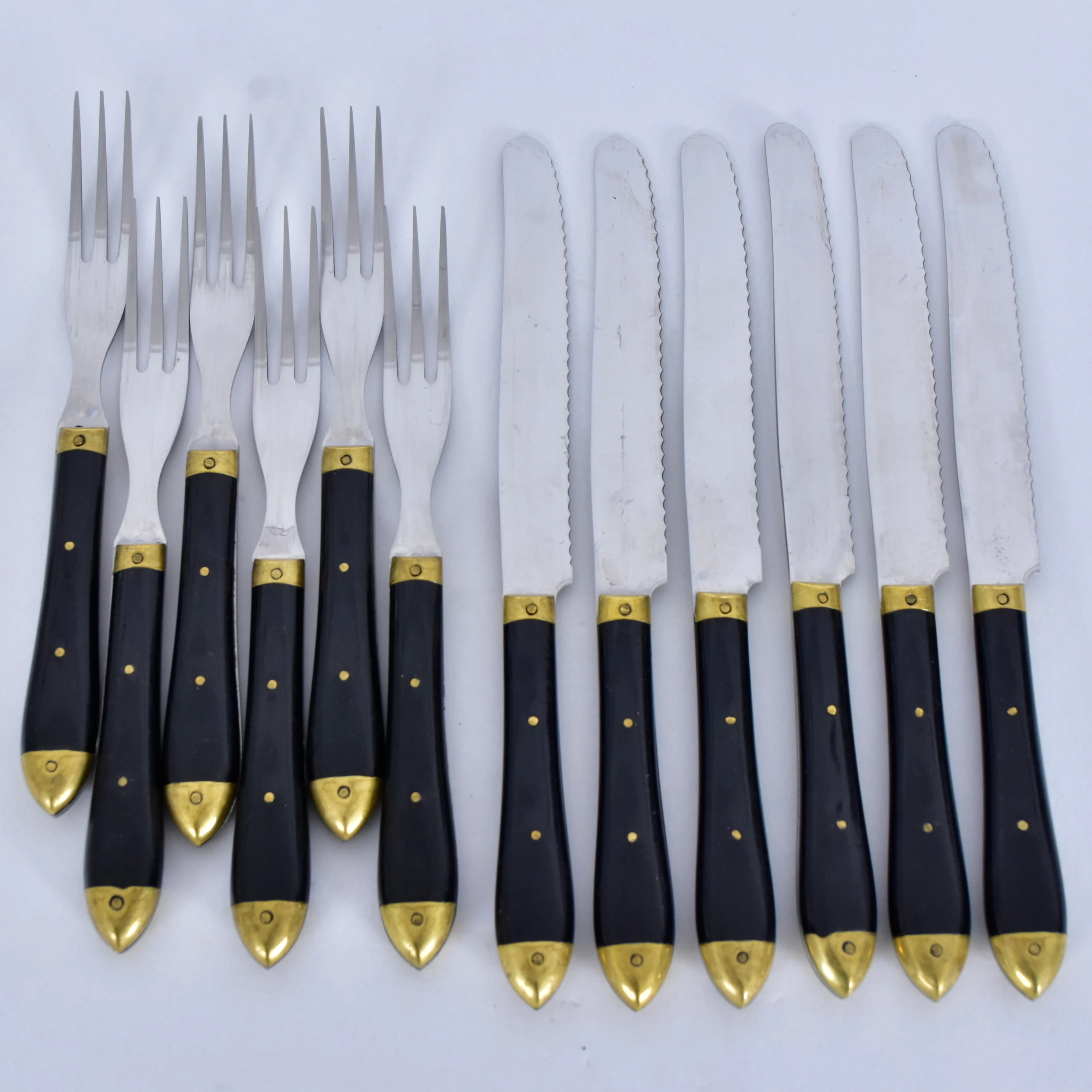 BISTROBESTICK, 12-stycken, rostfritt stål/mässing, Frankrike.