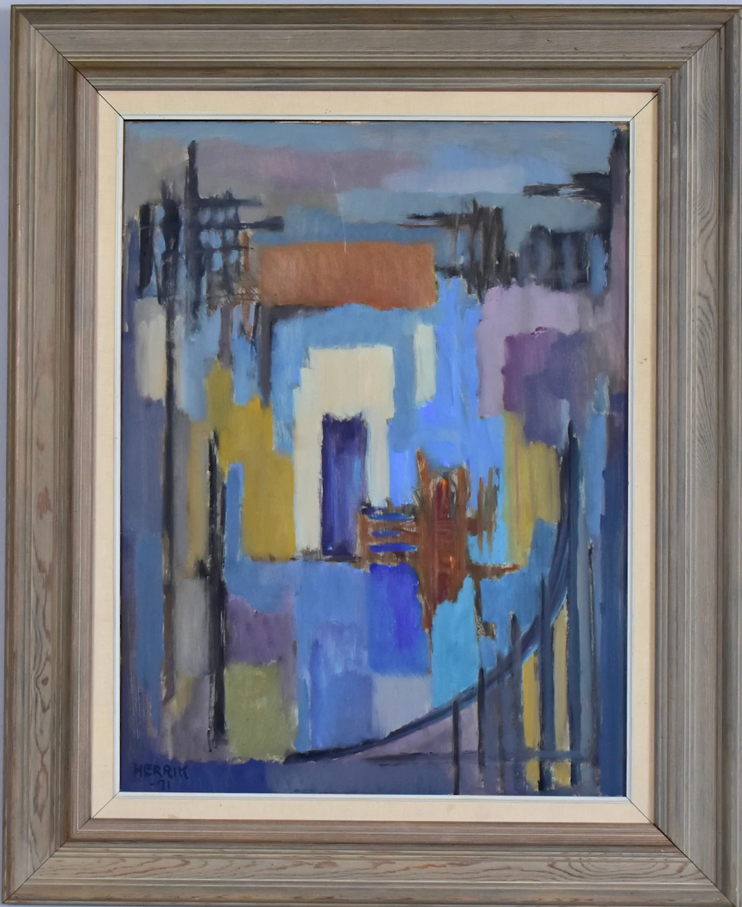 ALLAN HERRIK. TILLSKRIVEN. oljemålning på duk, "Rio de San Barnaba, Venezia".