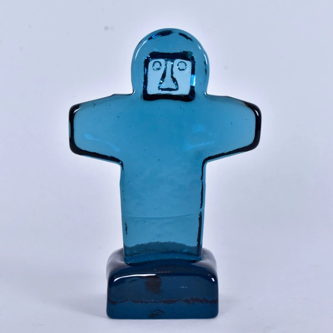 ERIK HÖGLUND. Skulptur, blått glas, Boda.