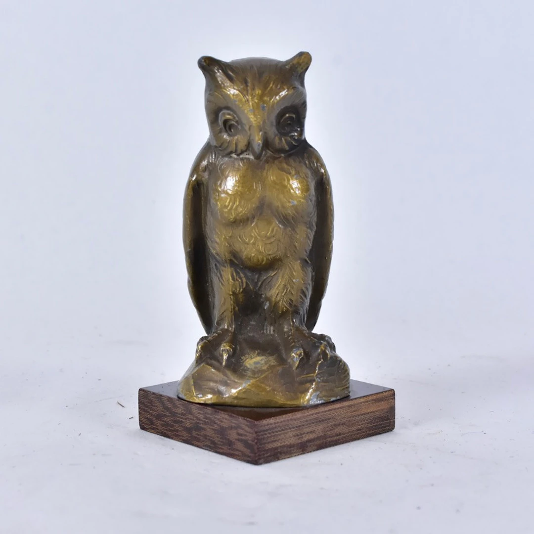SKULPTUR, bronserad metall, Uggla, 1900-talets första hälft.