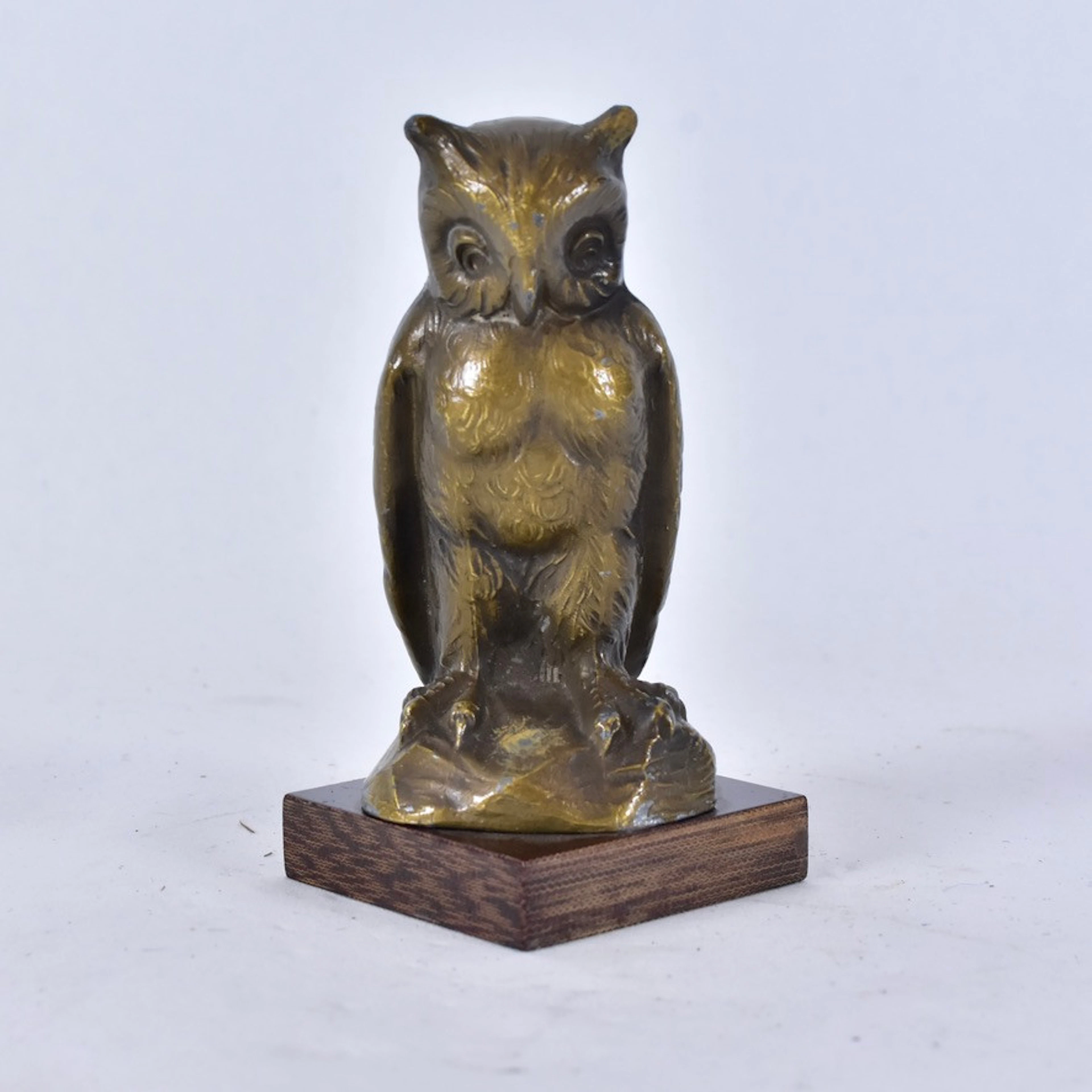 SKULPTUR, bronserad metall, Uggla, 1900-talets första hälft.