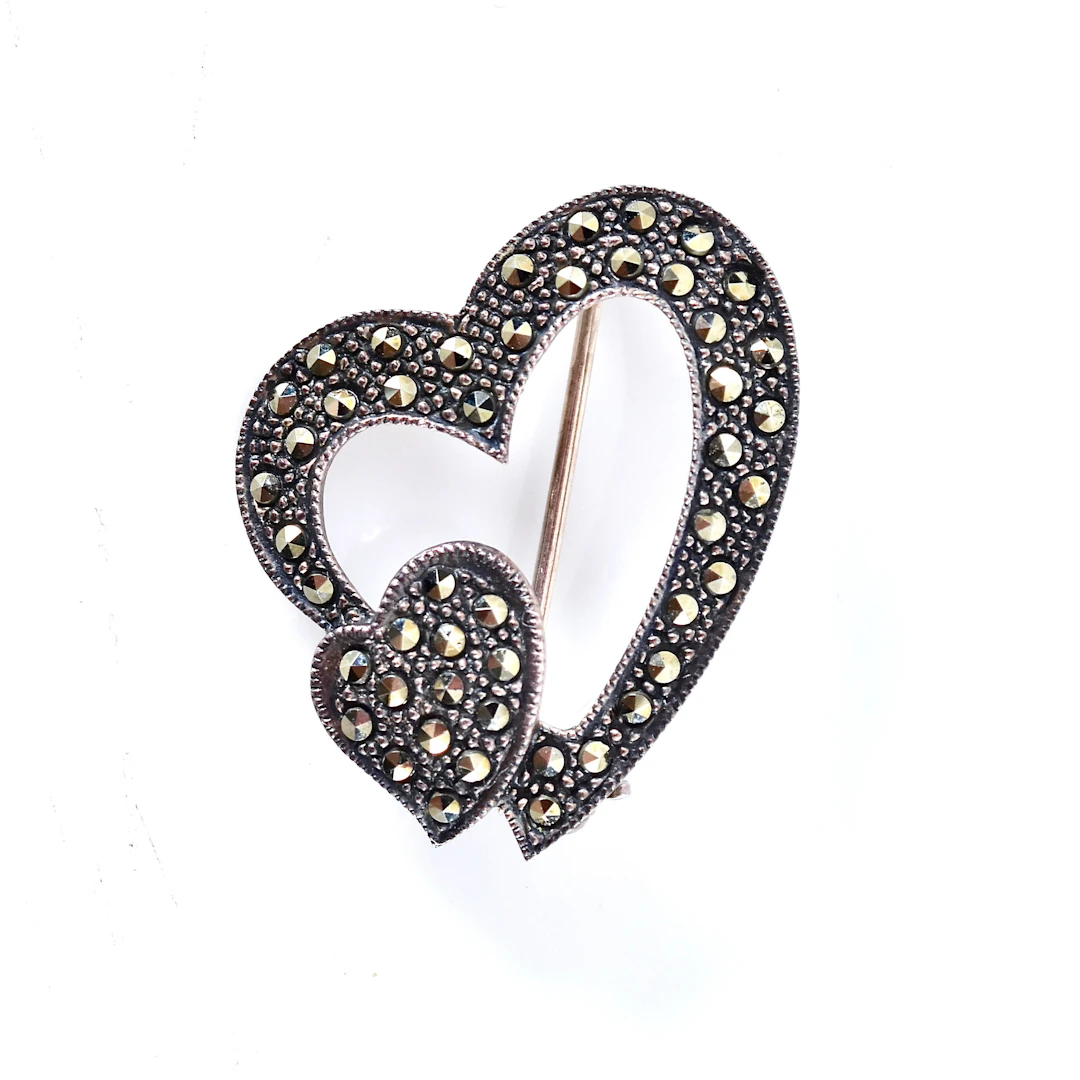 BROSCH, med markasiter, sterlingsilver, Iduna Varberg.