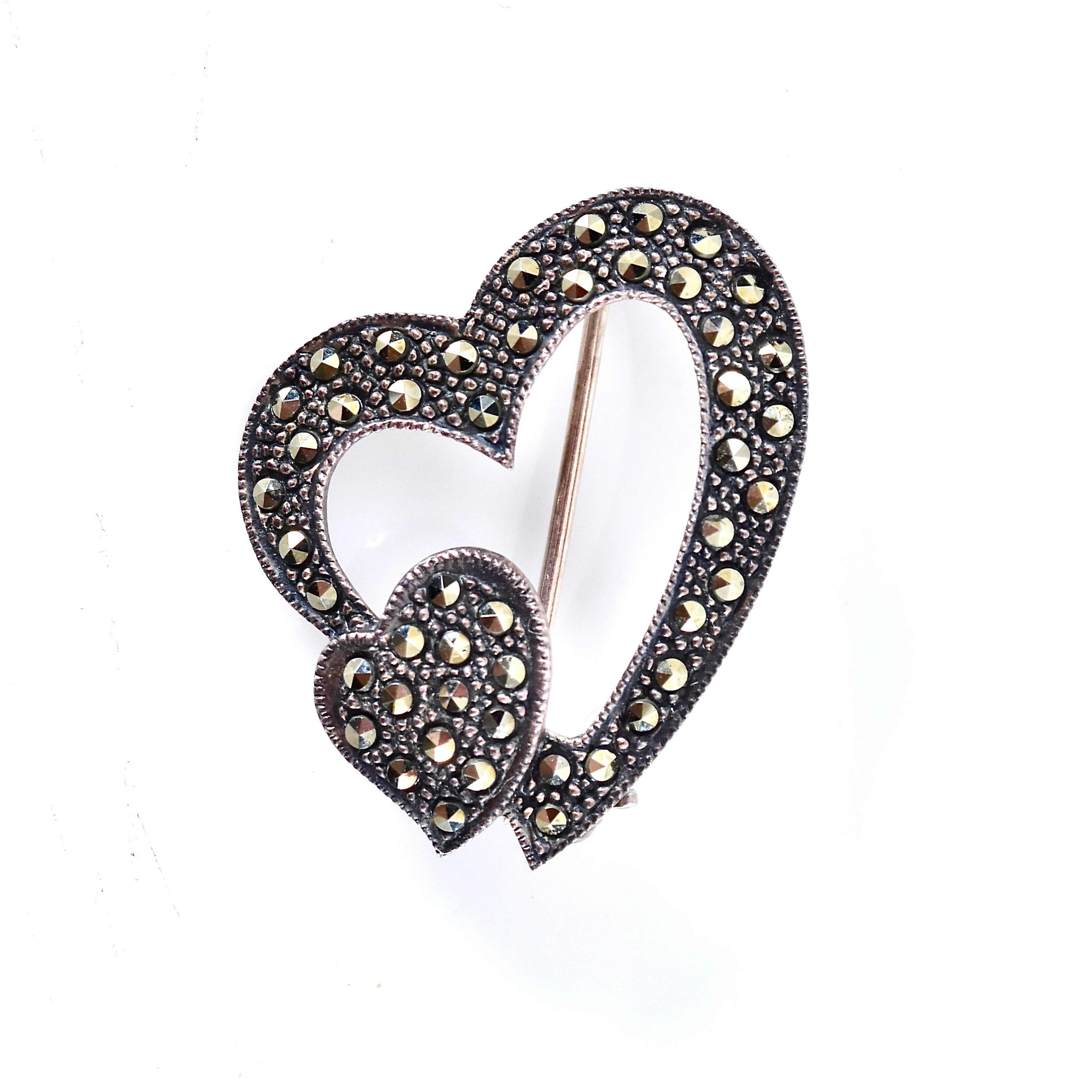 BROSCH, med markasiter, sterlingsilver, Iduna Varberg.