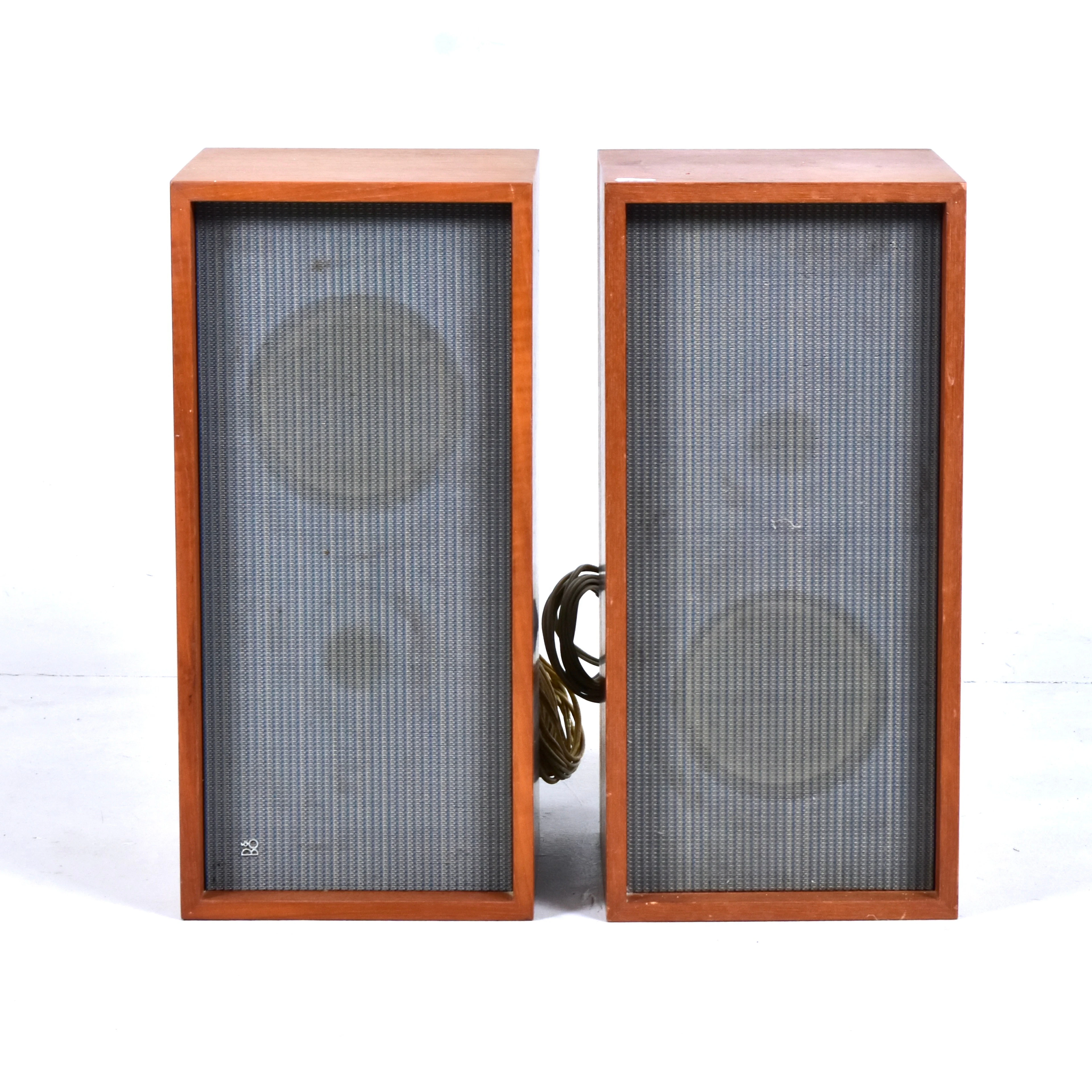 HÖGTALARE, ett par, Bang Olufsen, teakfanerad låda.