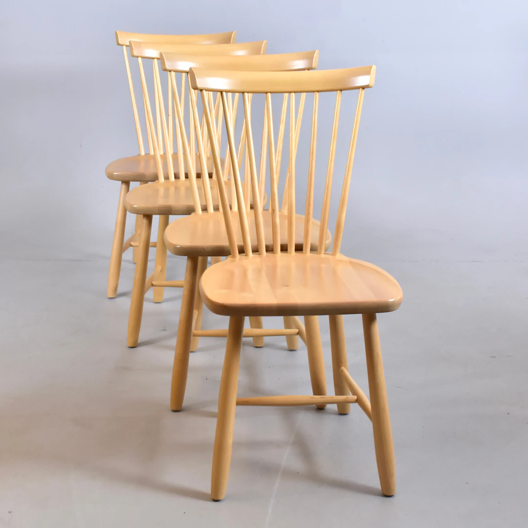 CARL MALMSTEN. pinnstolar, 4 st, ljus björk, Stolab "Lilla Åland".
